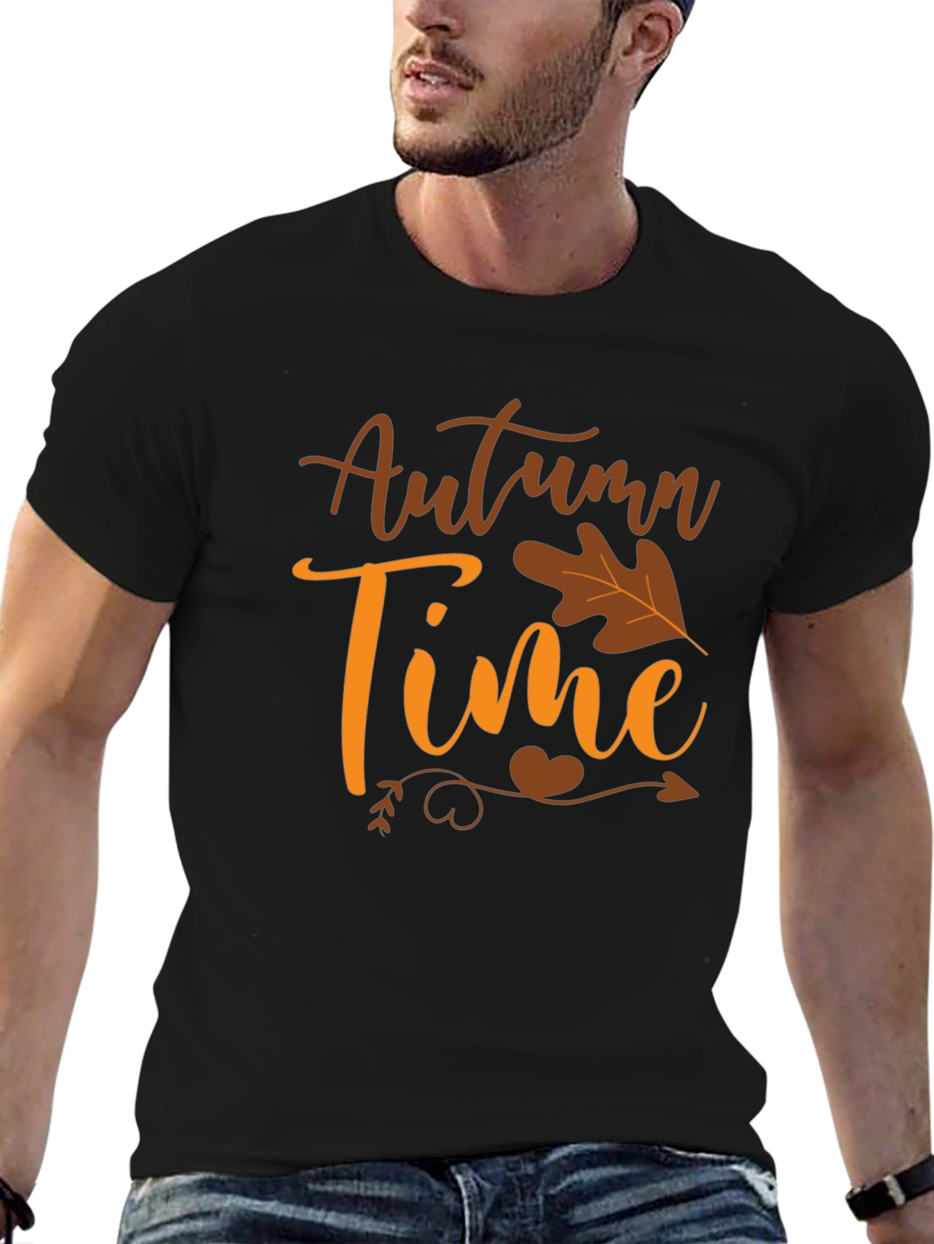 Autumn Time Black Graphic Tee
