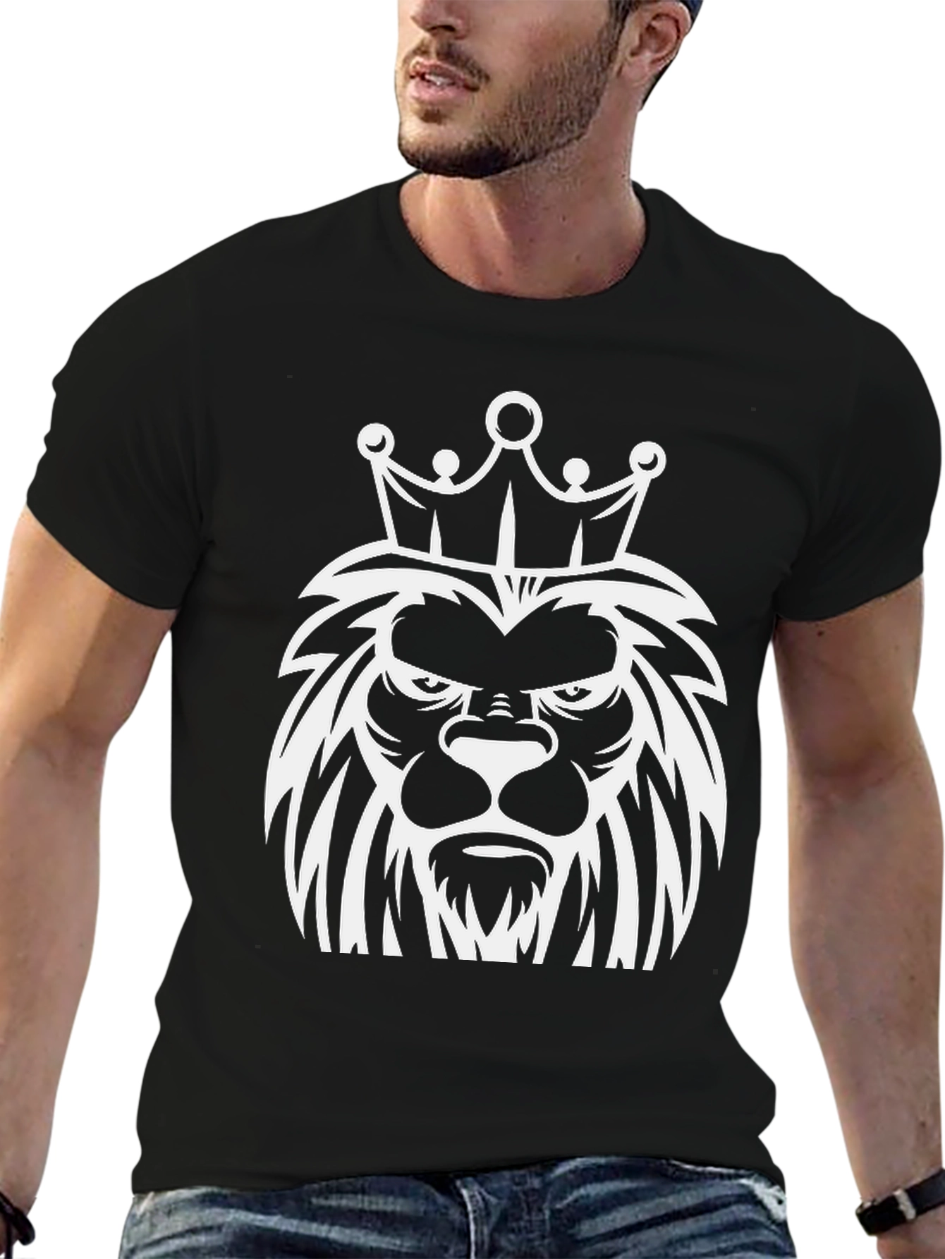 King Lion Graphic Tee - Black Cotton T-Shirt