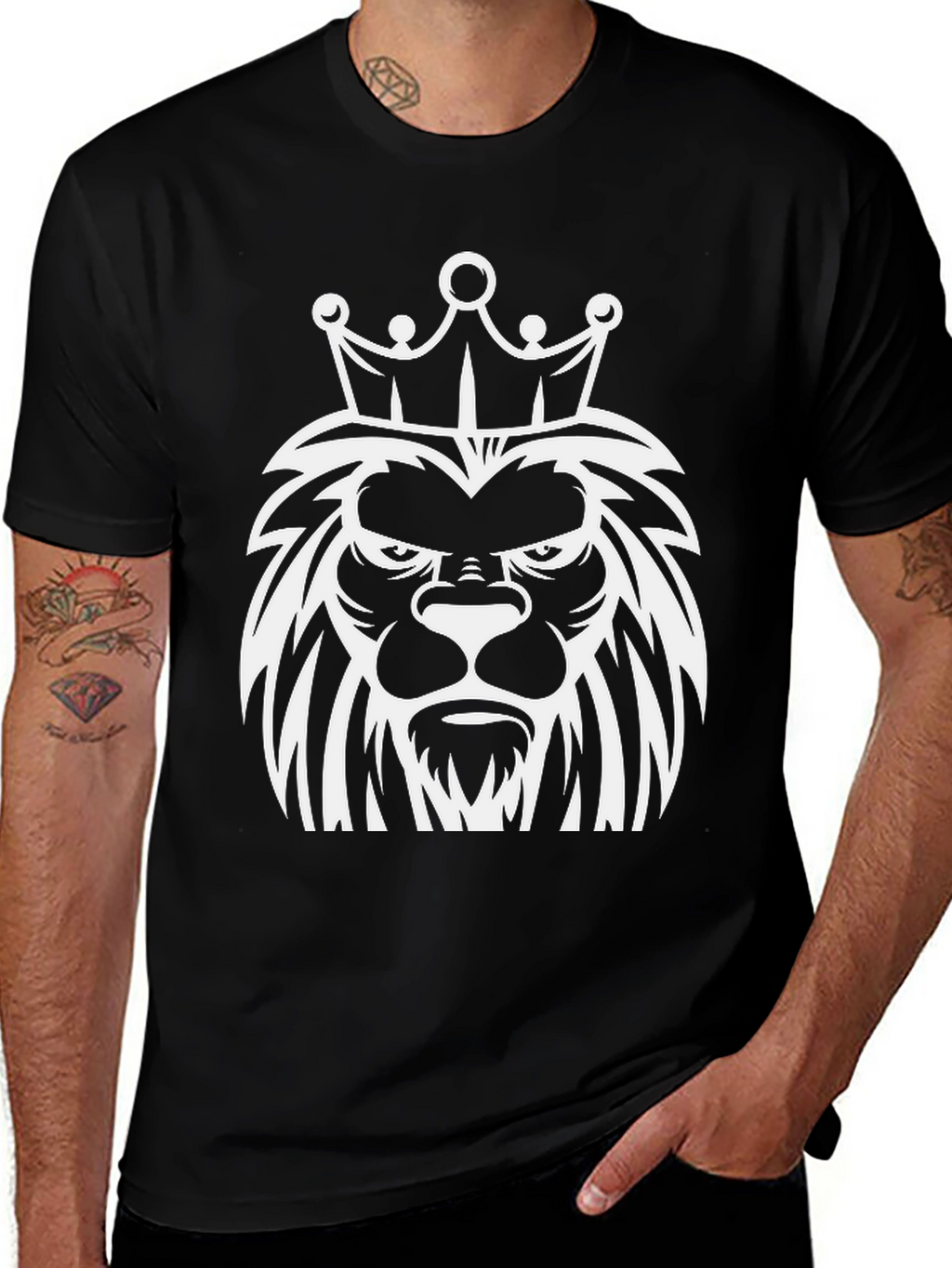 King Lion Graphic Tee - Black Cotton T-Shirt