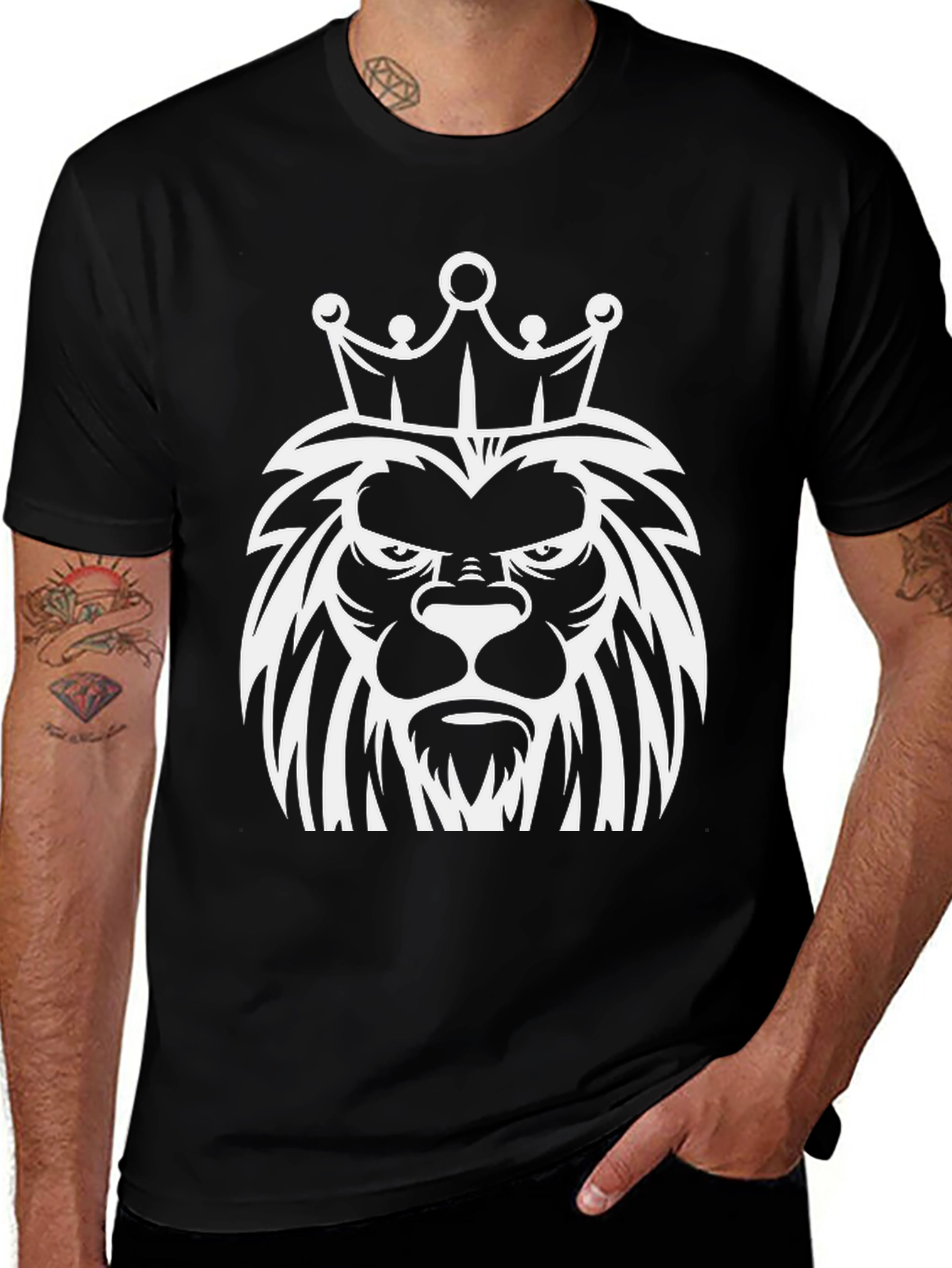 King Lion Graphic Tee - Black Cotton T-Shirt