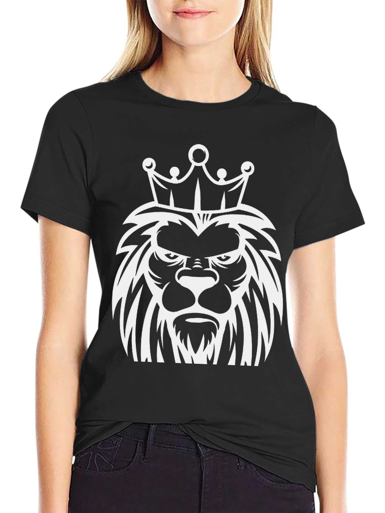 King Lion Graphic Tee - Black Cotton T-Shirt