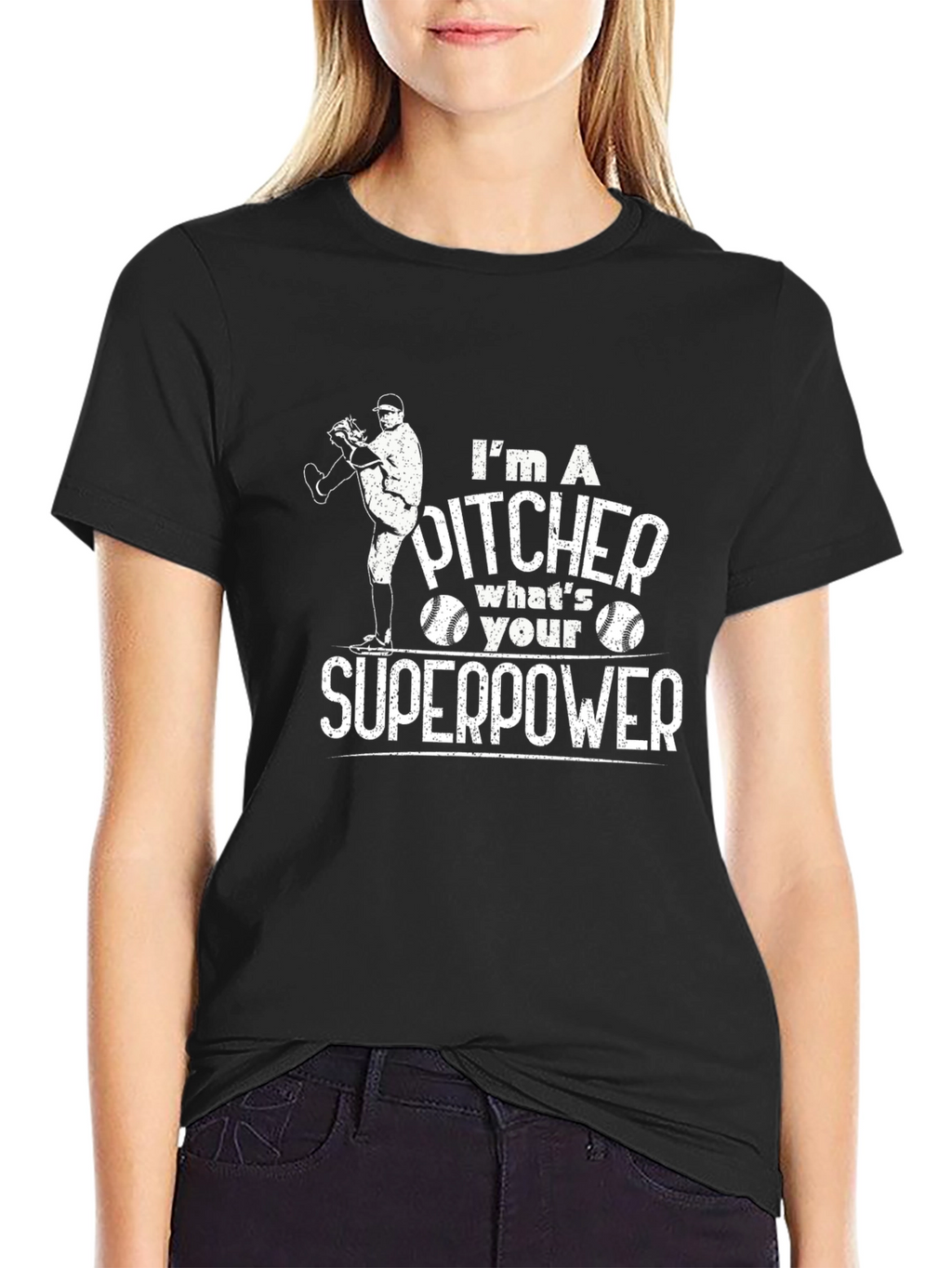 Pitcher Superpower Graphic Tee - Baseball Fan Shirt