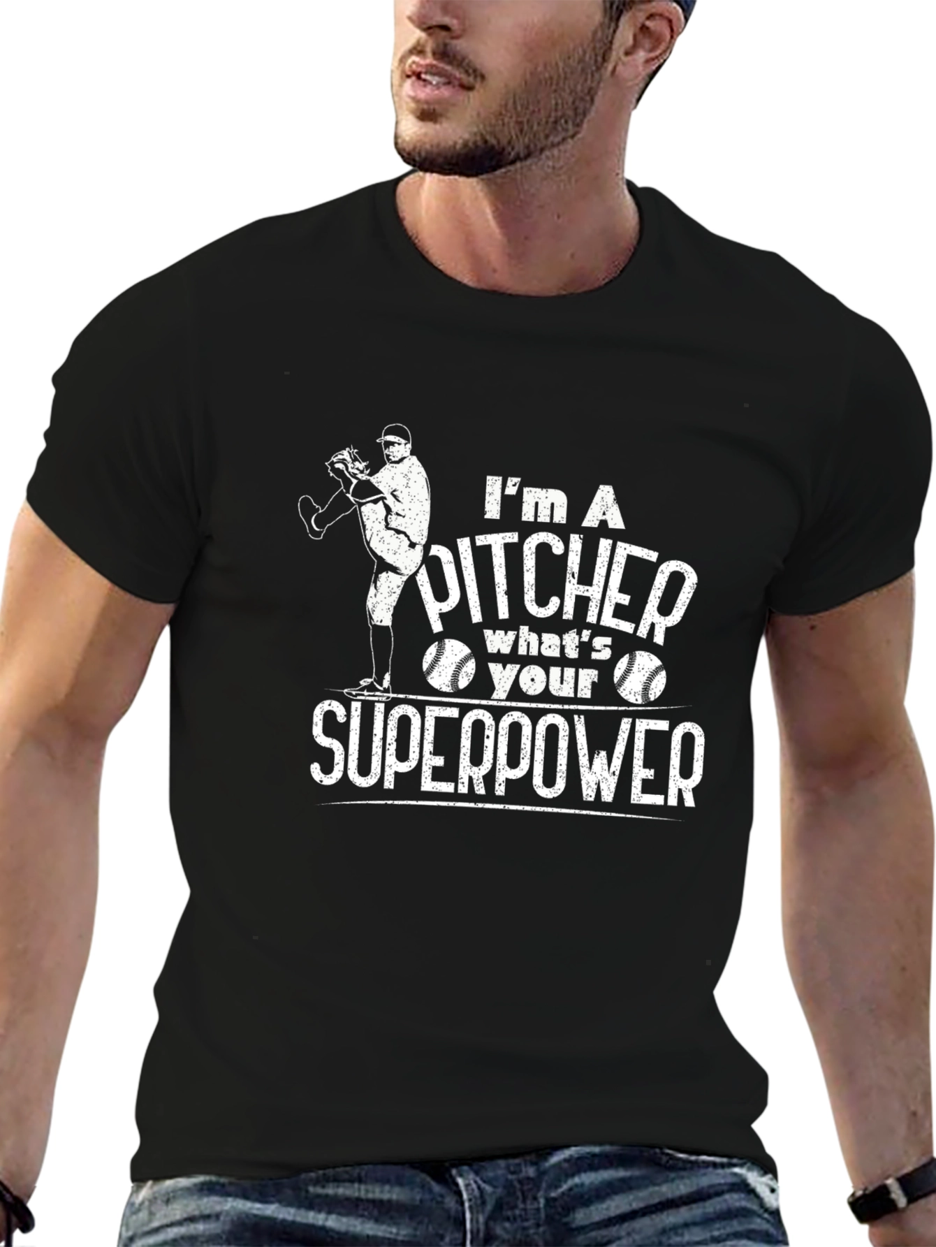 Pitcher Superpower Graphic Tee - Baseball Fan Shirt
