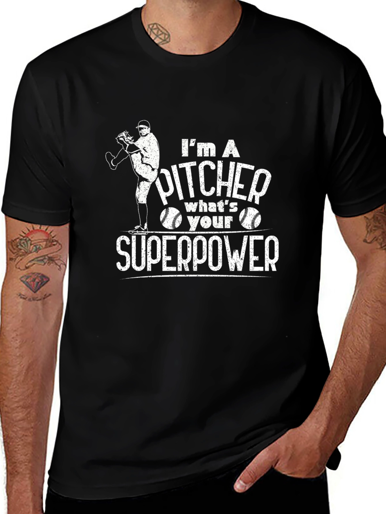 Pitcher Superpower Graphic Tee - Baseball Fan Shirt