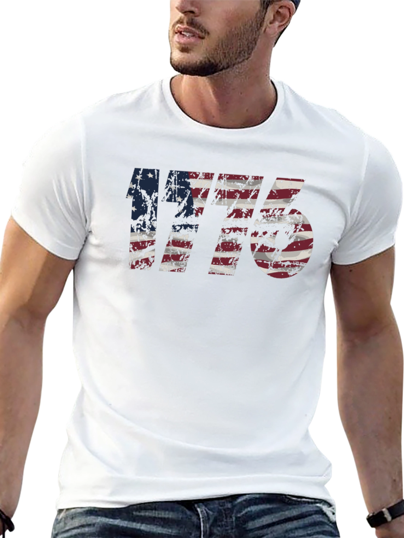 Distressed American Flag 1776 Graphic Tee