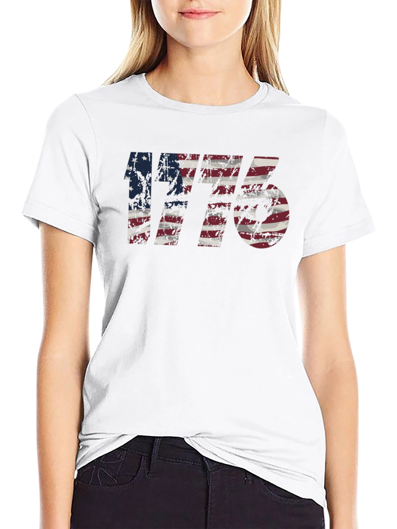 Distressed American Flag 1776 Graphic Tee