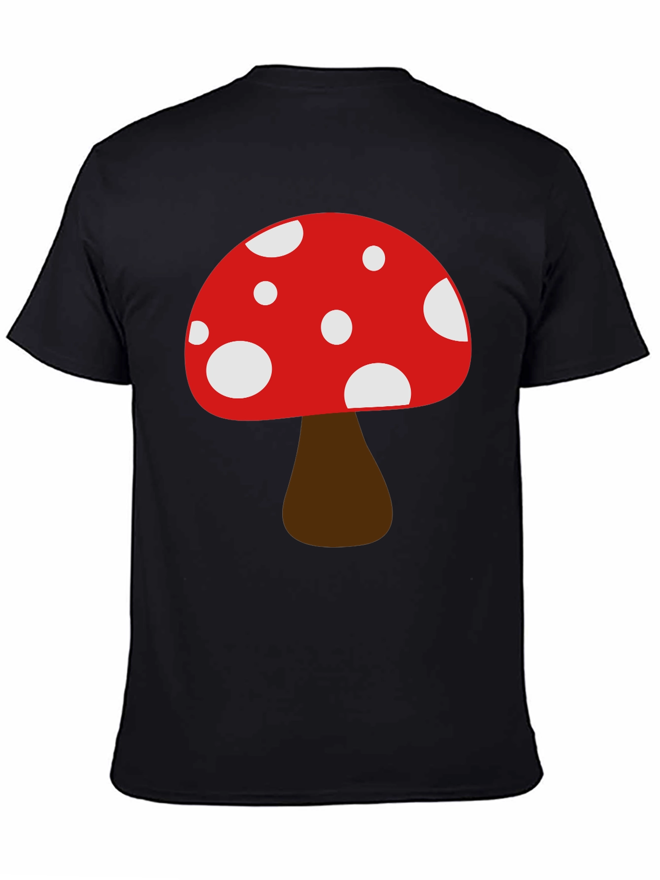 Funky Mushroom Graphic Tee - Black Cotton Casual Shirt