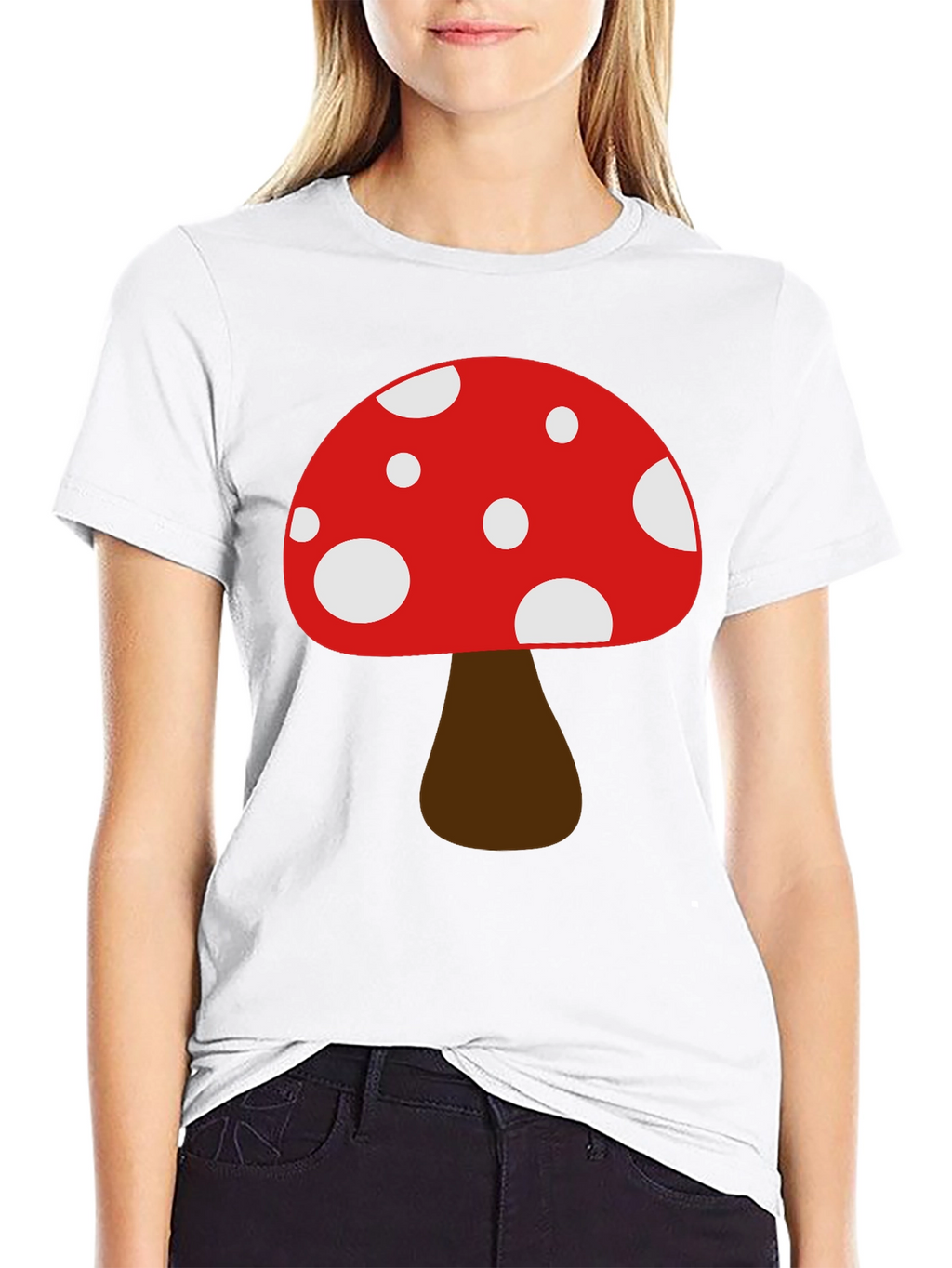 Funky Mushroom Graphic Tee - Black Cotton Casual Shirt