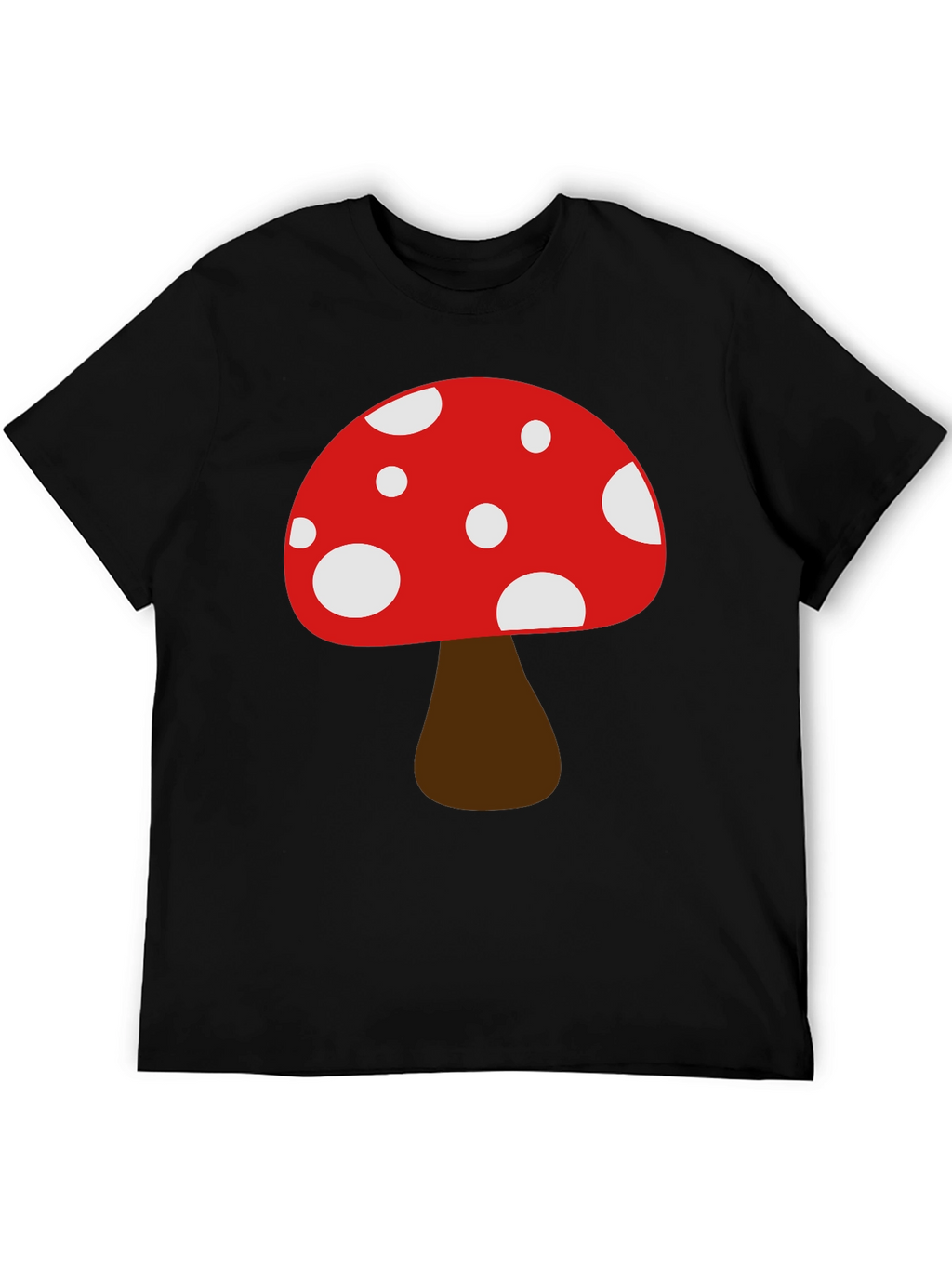 Funky Mushroom Graphic Tee - Black Cotton Casual Shirt
