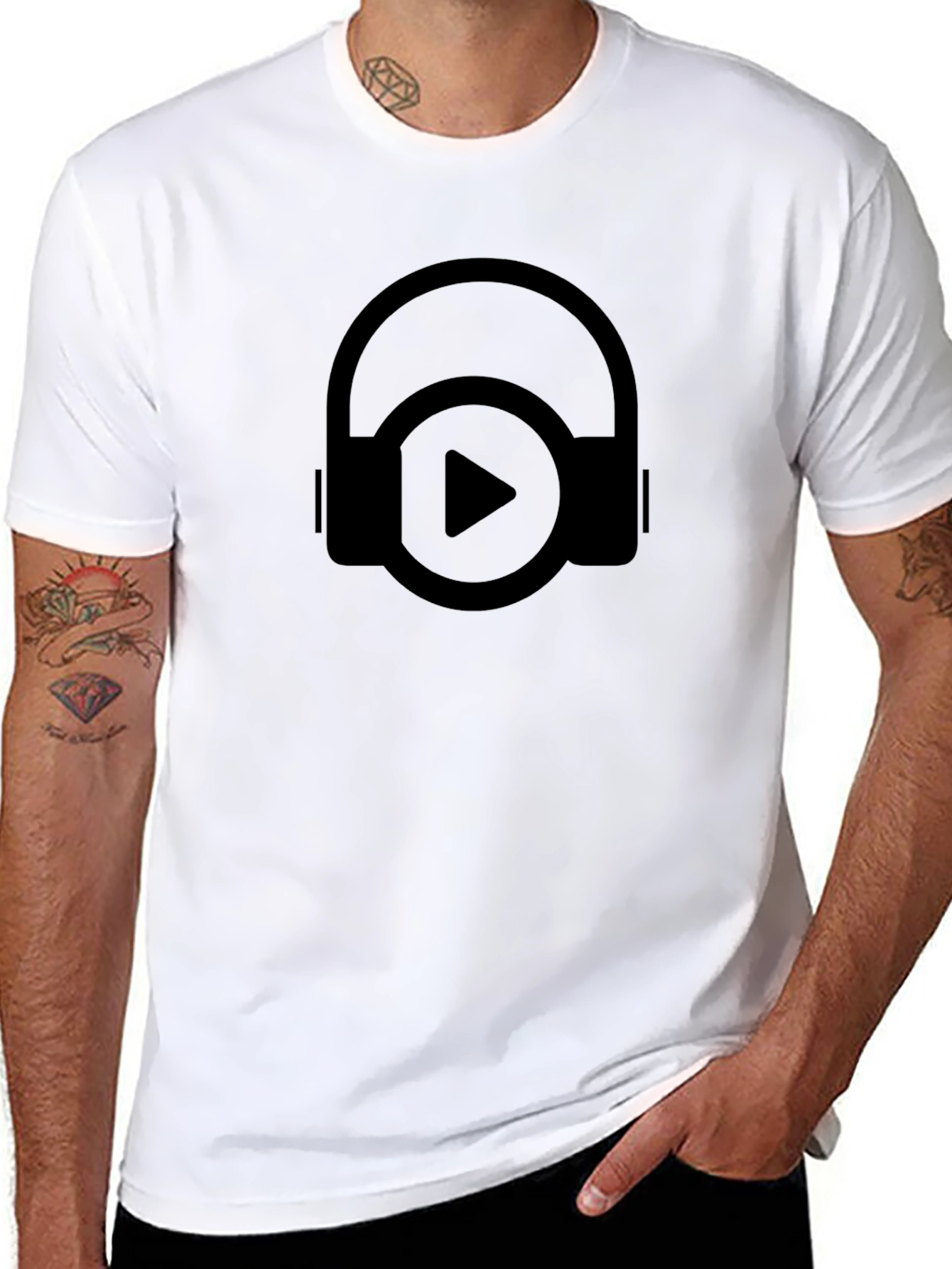 Headphones Play Button Graphic Tee