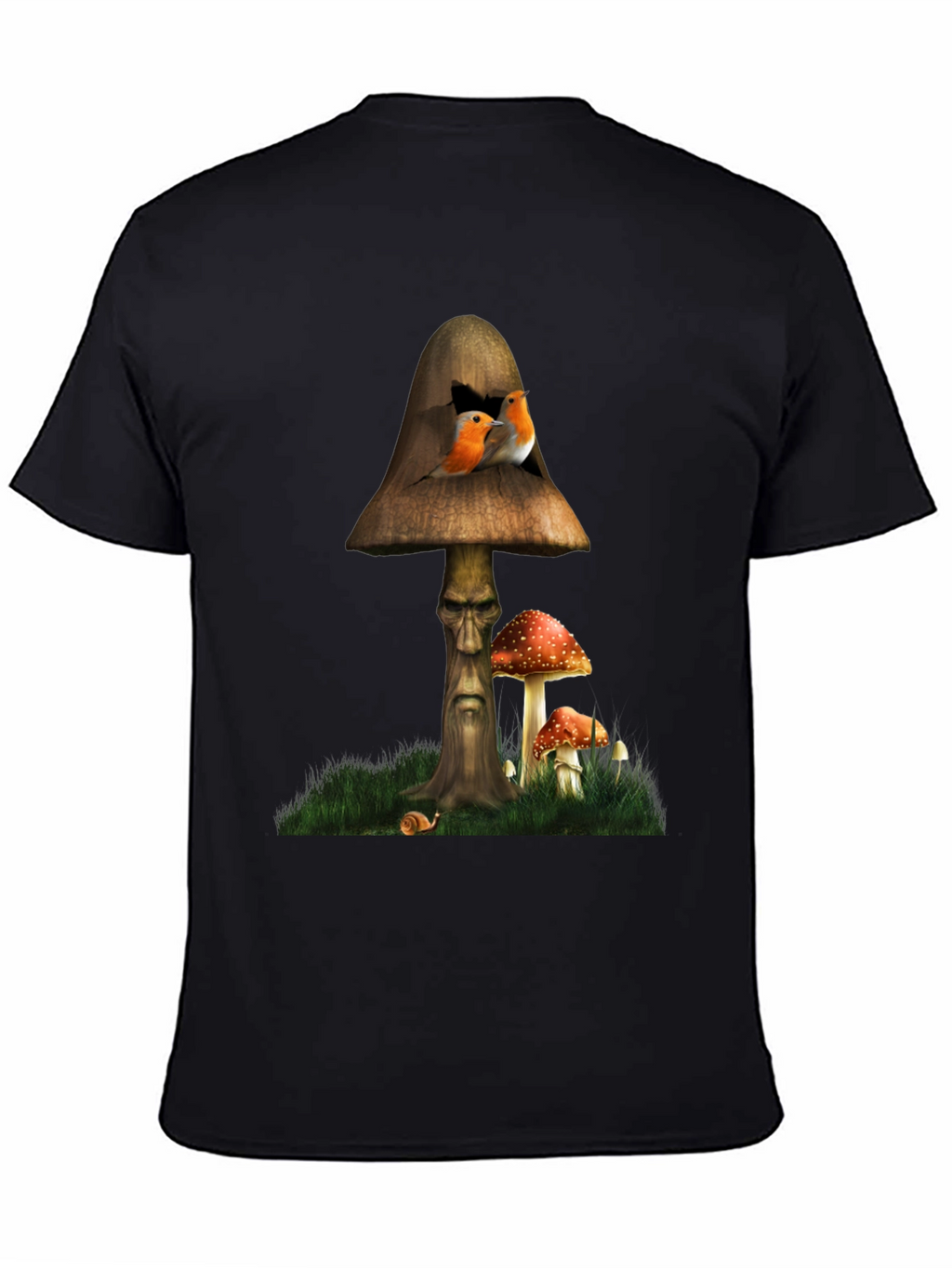 Mushroom Birdhouse Graphic Tee - Unique Fantasy Design