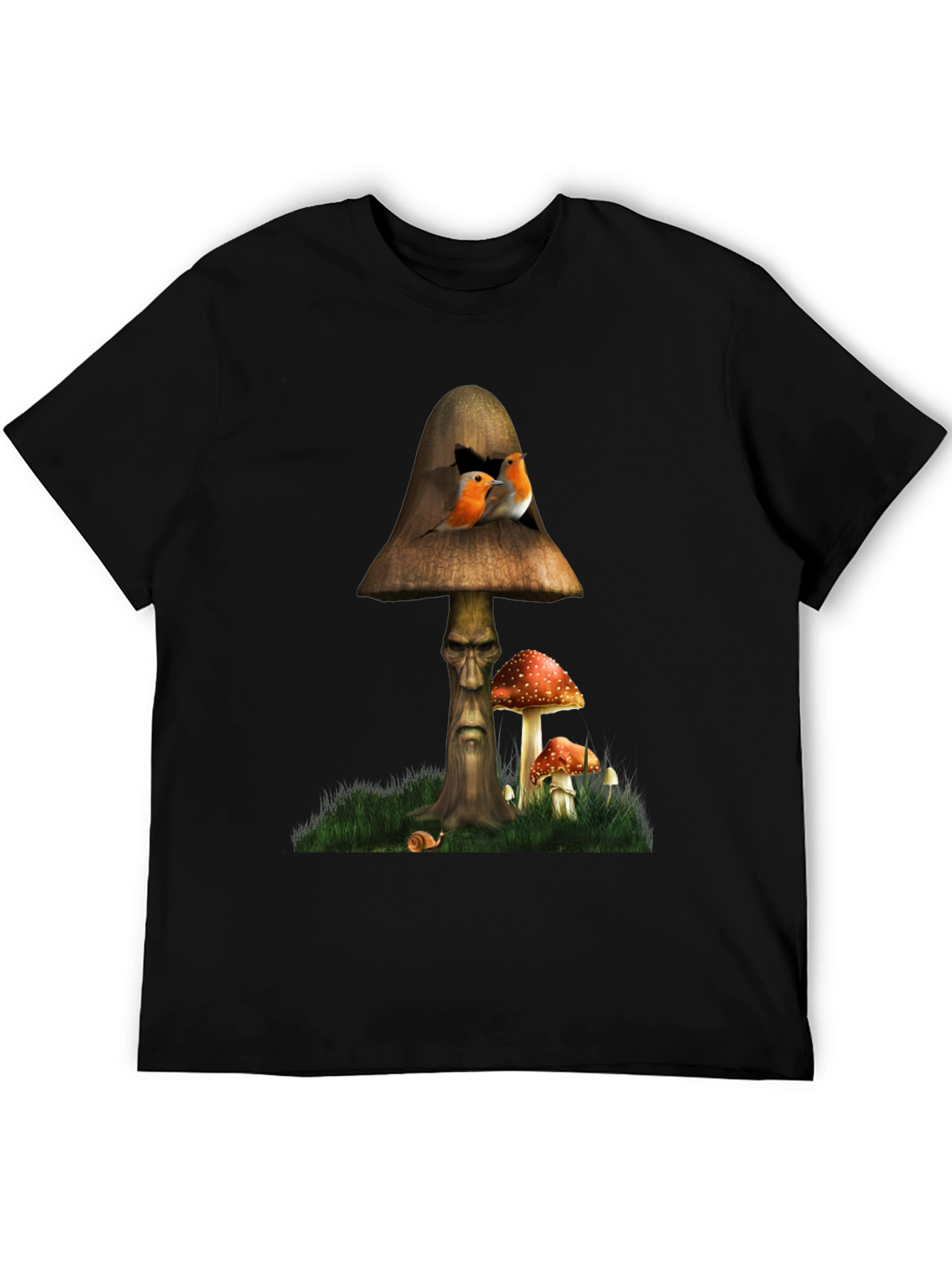 Mushroom Birdhouse Graphic Tee - Unique Fantasy Design