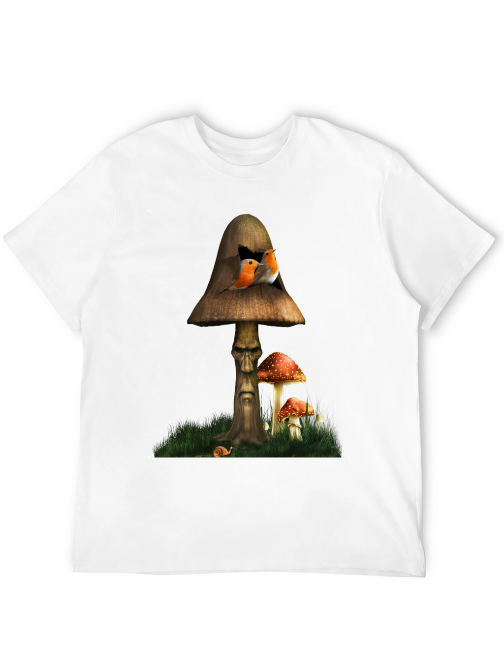 Mushroom Birdhouse Graphic Tee - Unique Fantasy Design