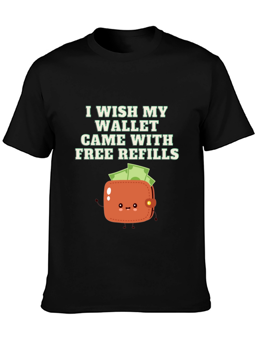 Free Refills Wallet T-Shirt - Black Graphic Tee
