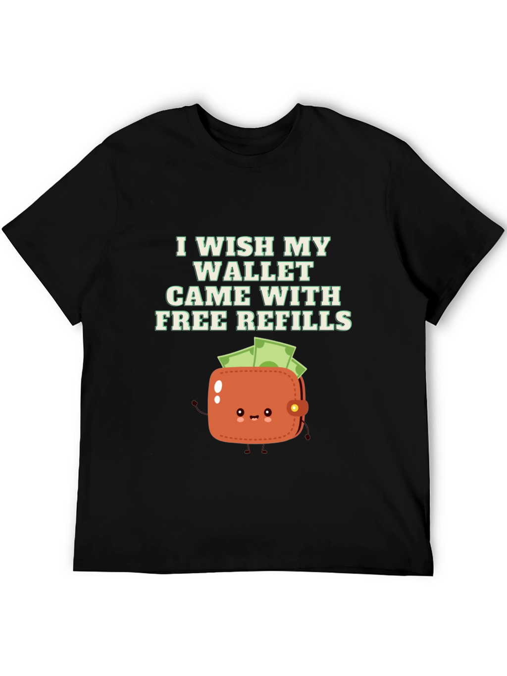 Free Refills Wallet T-Shirt - Black Graphic Tee