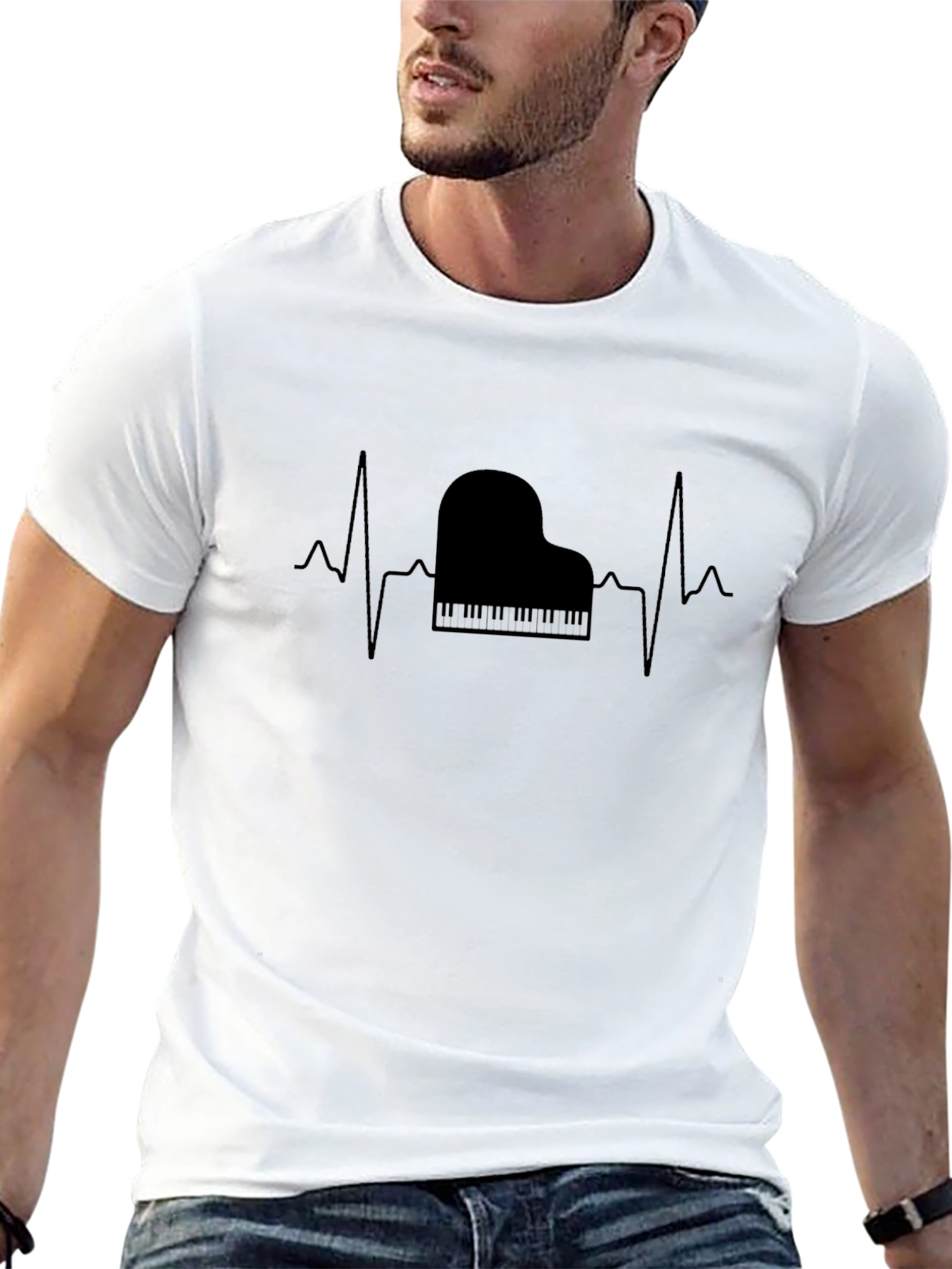 Piano Heartbeat Black T-Shirt