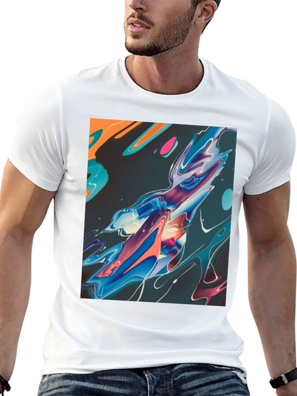 Abstract Art Graphic Tee - Black