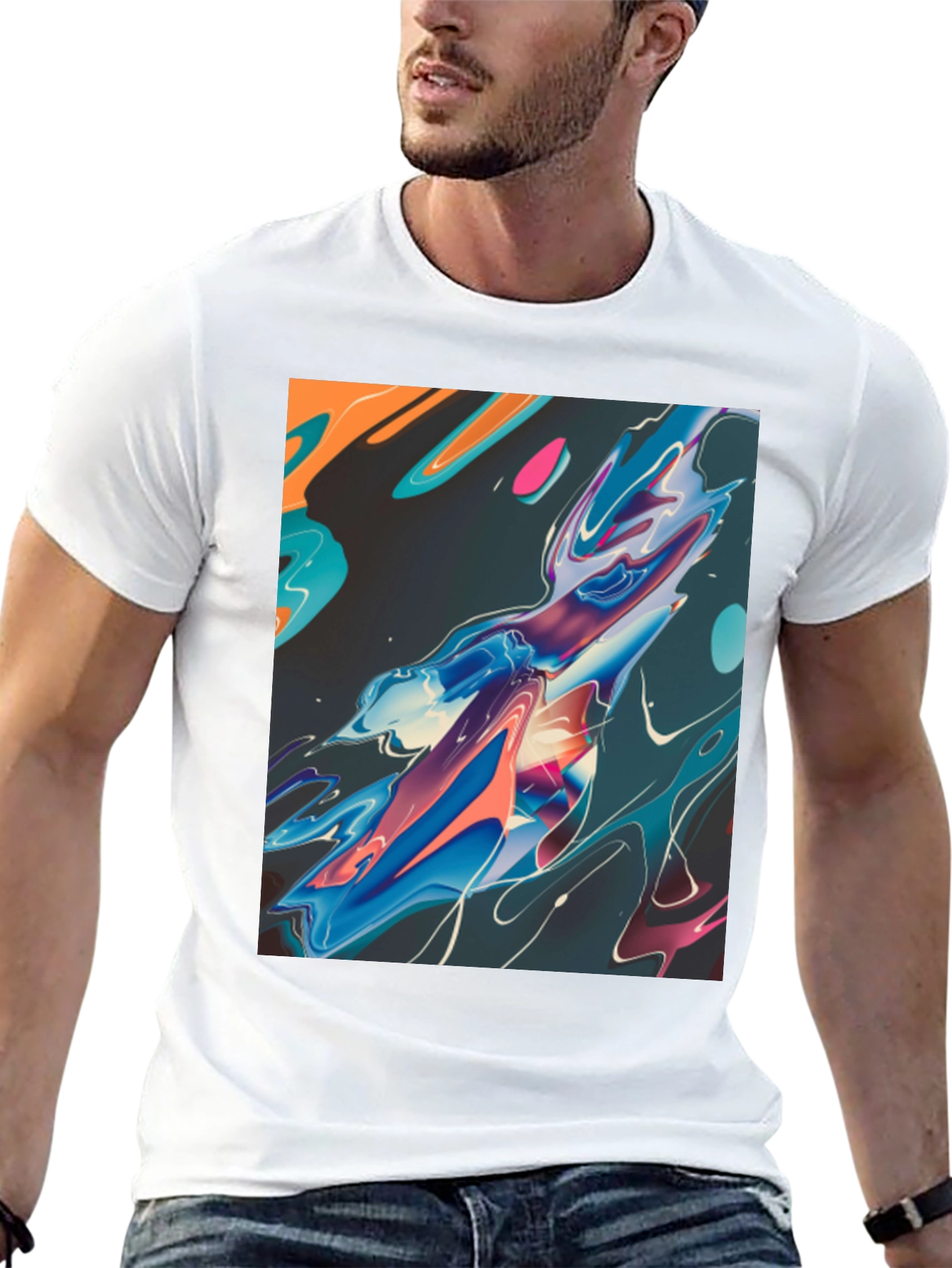 Abstract Art Graphic Tee - Black