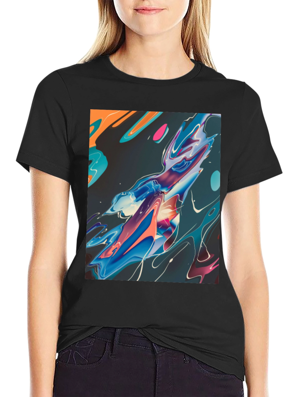 Abstract Art Graphic Tee - Black