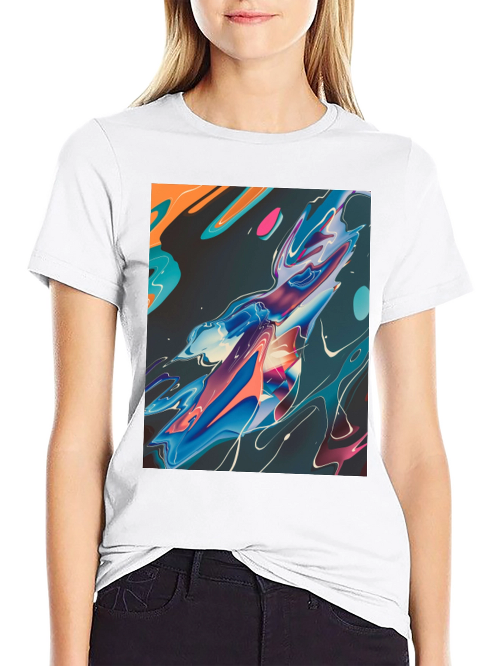 Abstract Art Graphic Tee - Black