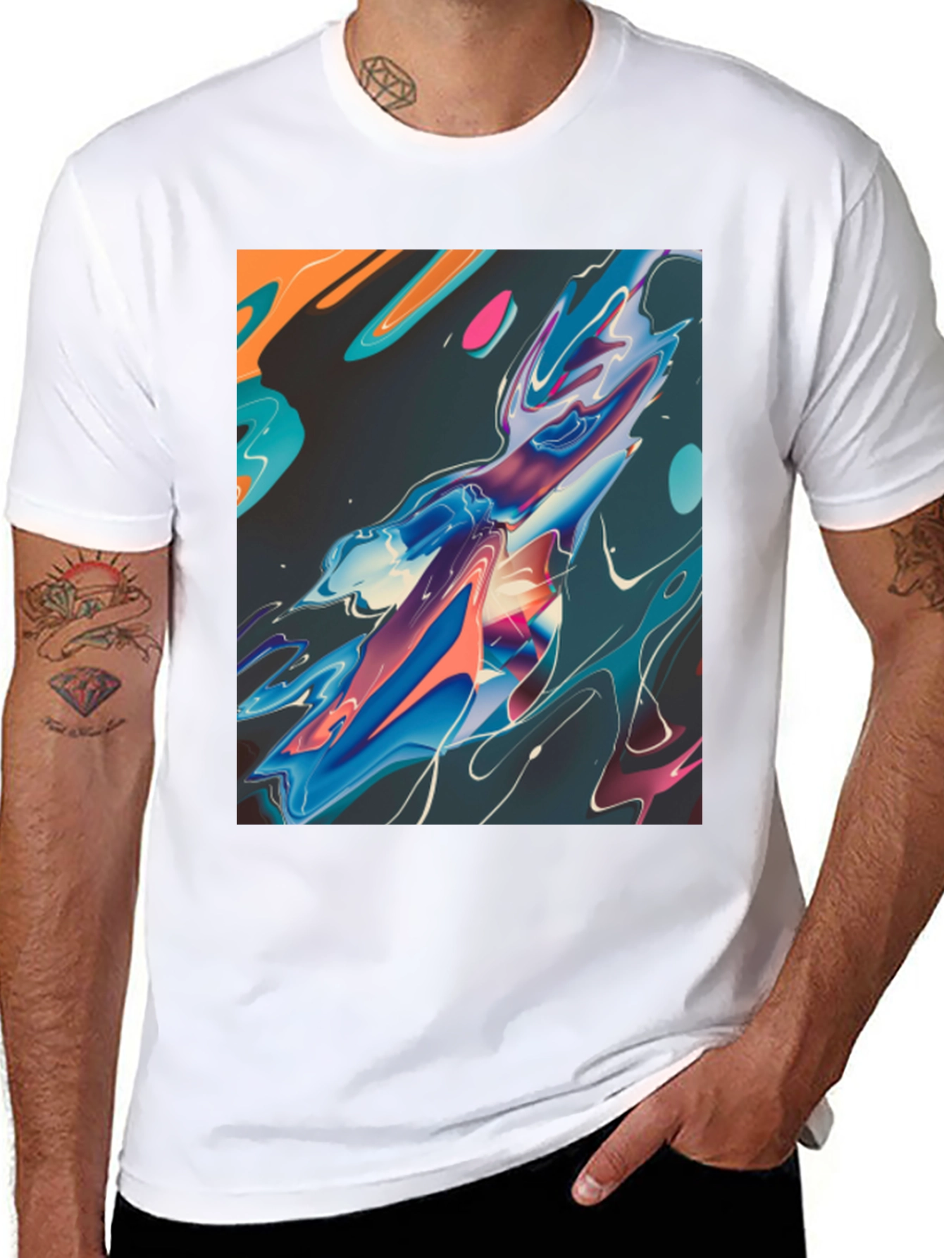 Abstract Art Graphic Tee - Black