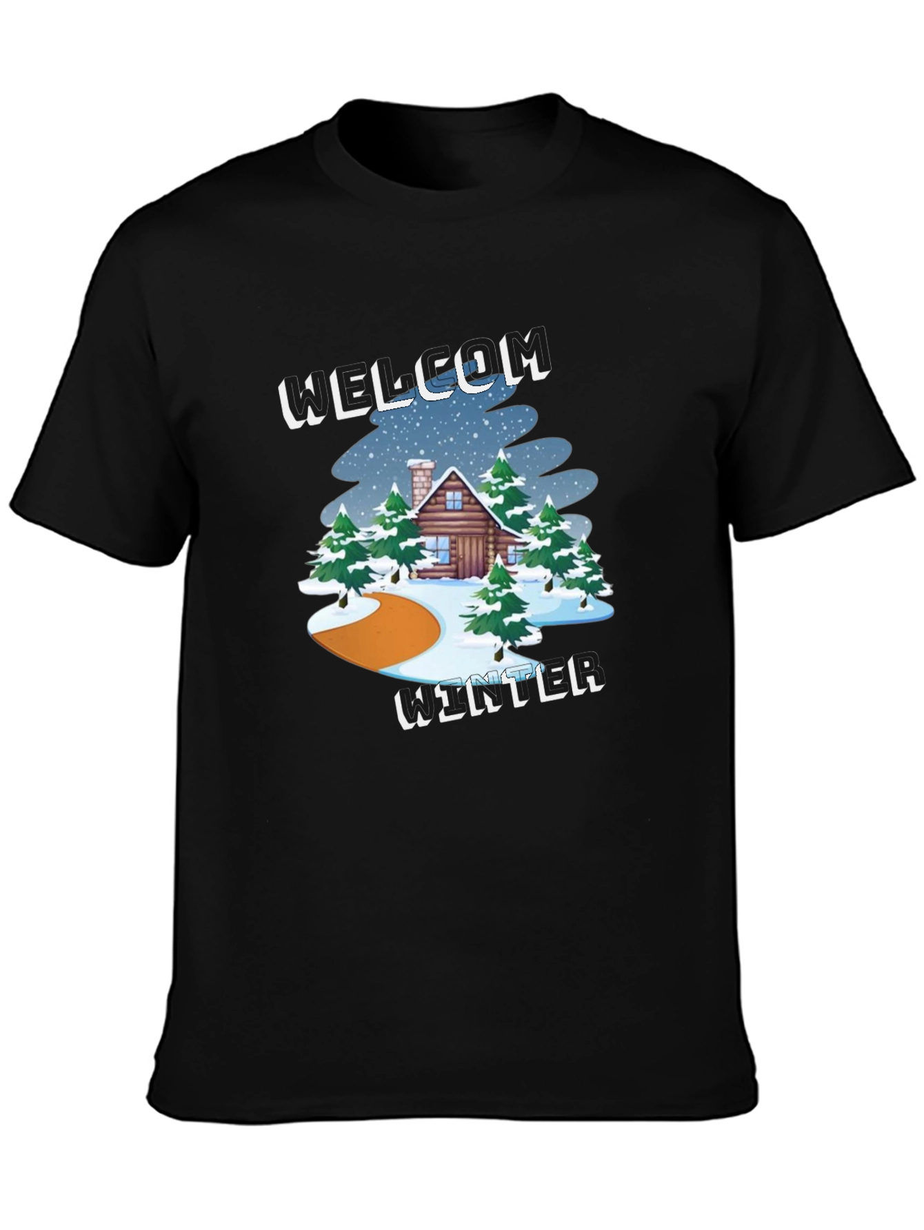 Welcome Winter Graphic Tee - Cabin & Snow Design