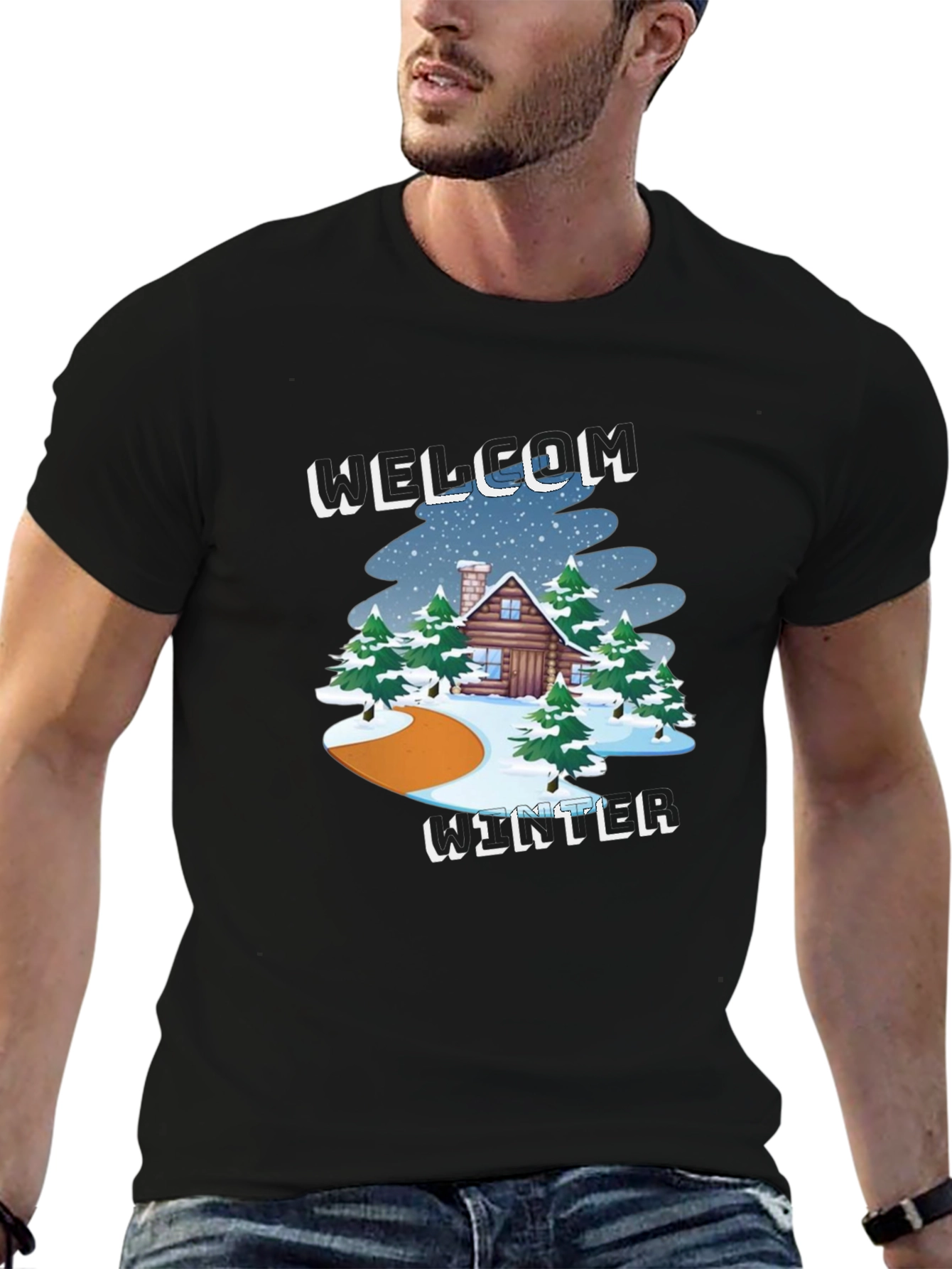 Welcome Winter Graphic Tee - Cabin & Snow Design