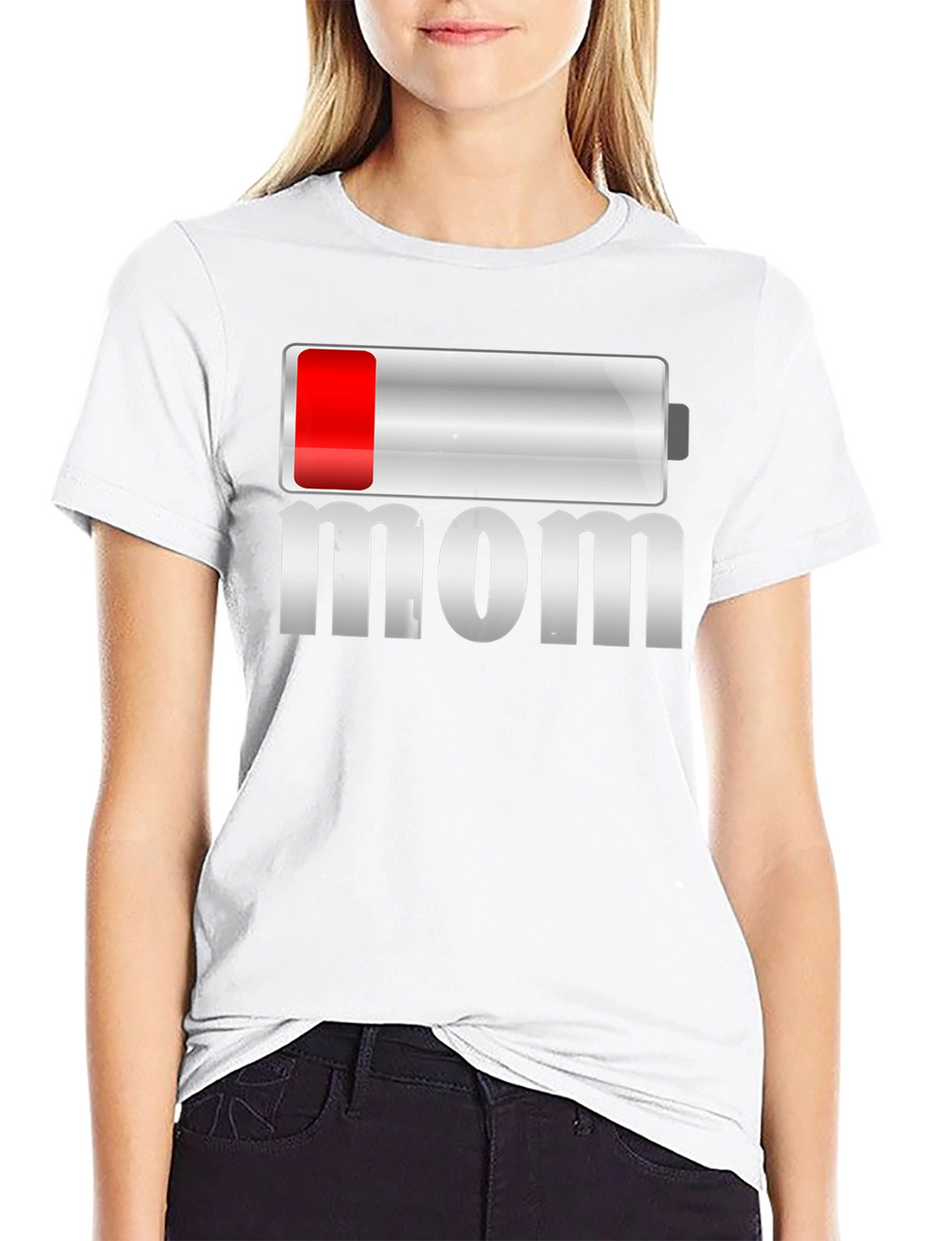 Low Battery Mom Funny Graphic T-Shirt