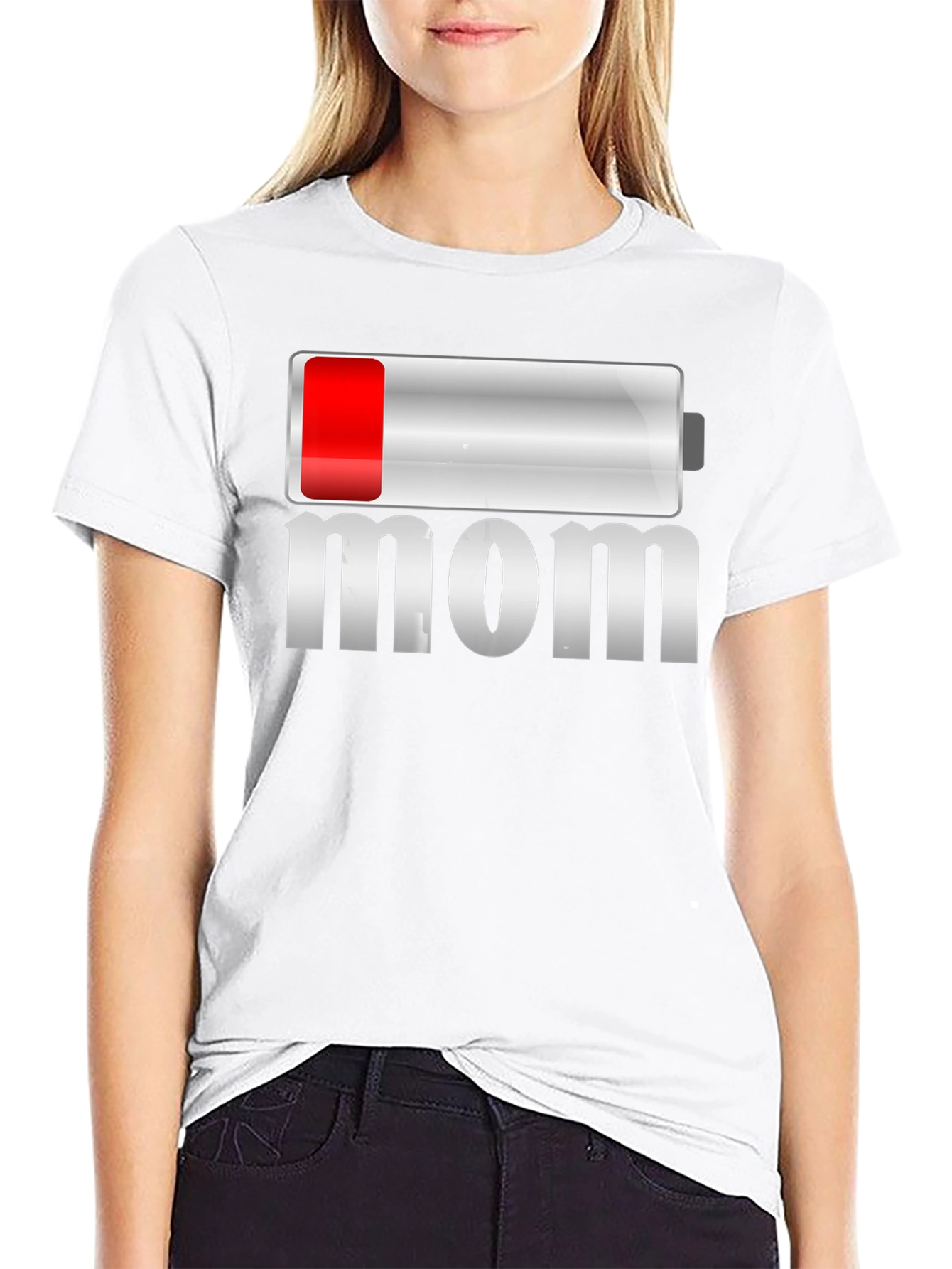 Low Battery Mom Funny Graphic T-Shirt