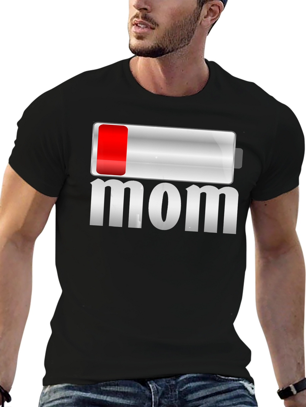 Low Battery Mom Funny Graphic T-Shirt