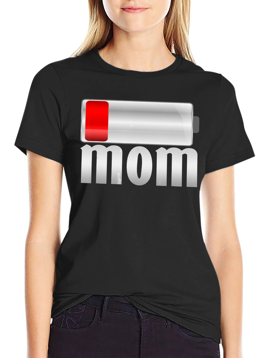 Low Battery Mom Funny Graphic T-Shirt