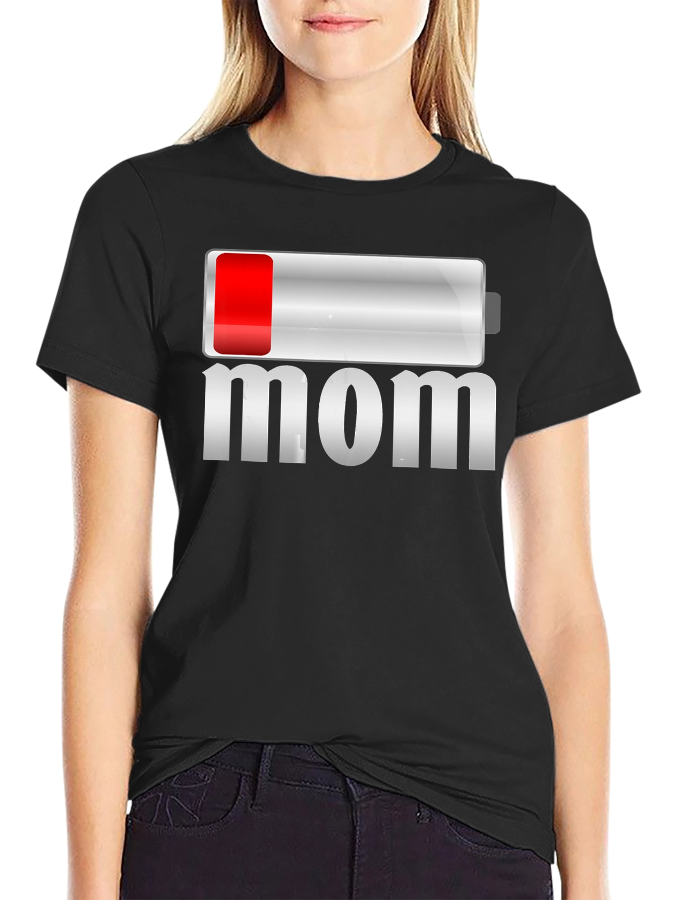 Low Battery Mom Funny Graphic T-Shirt