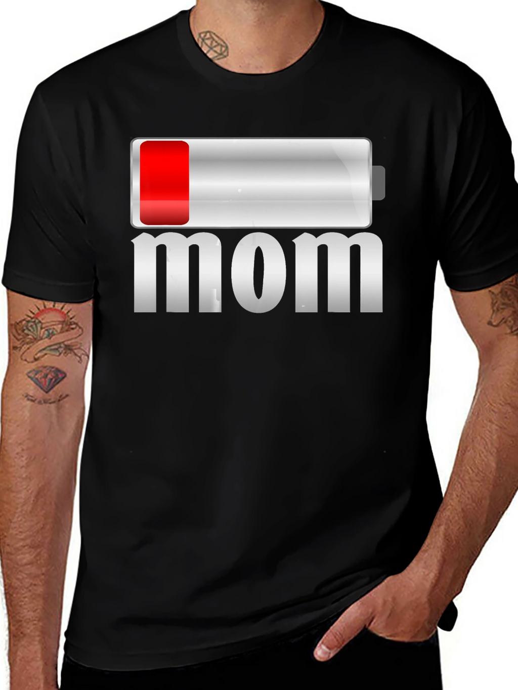 Low Battery Mom Funny Graphic T-Shirt