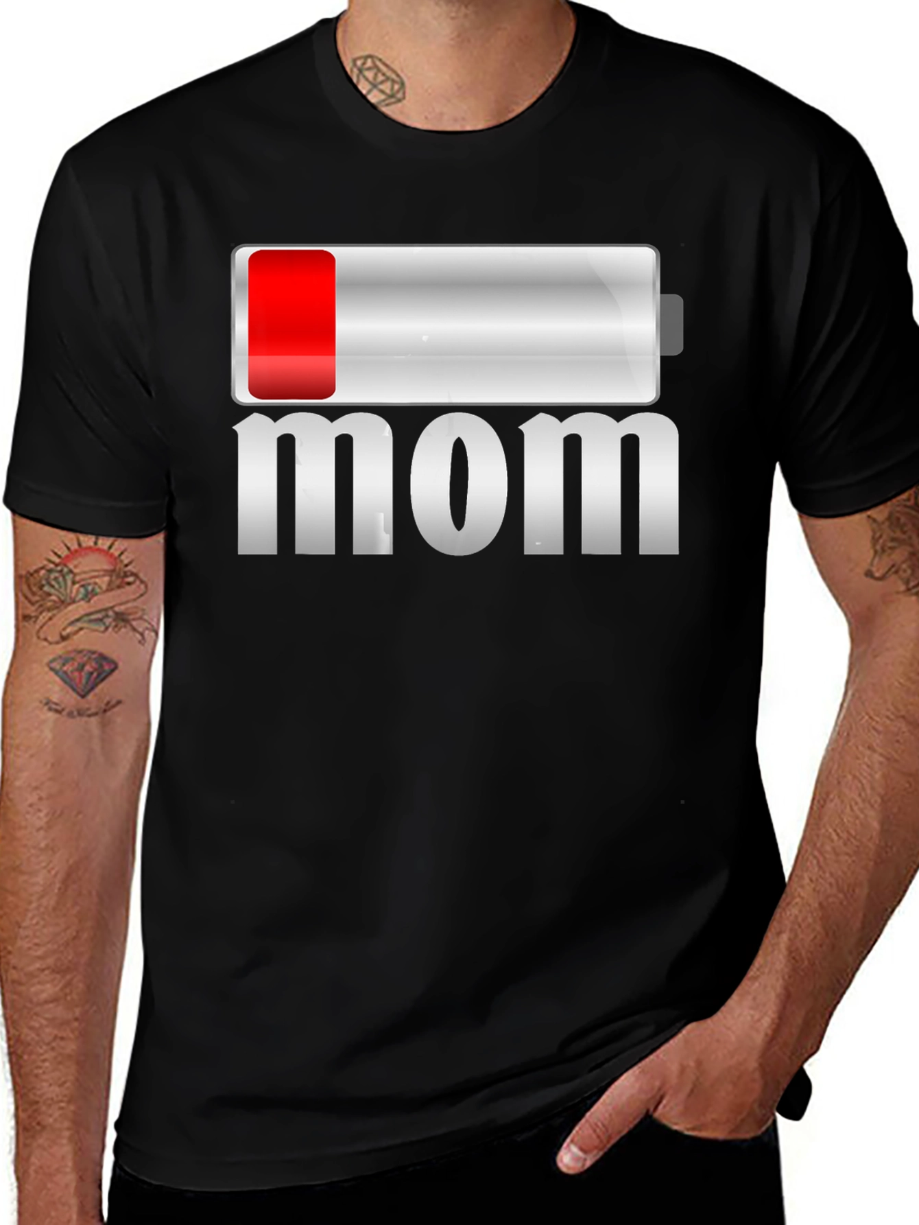 Low Battery Mom Funny Graphic T-Shirt