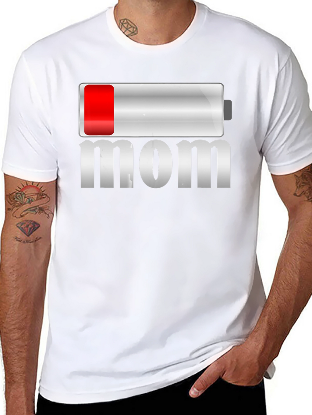 Low Battery Mom Funny Graphic T-Shirt