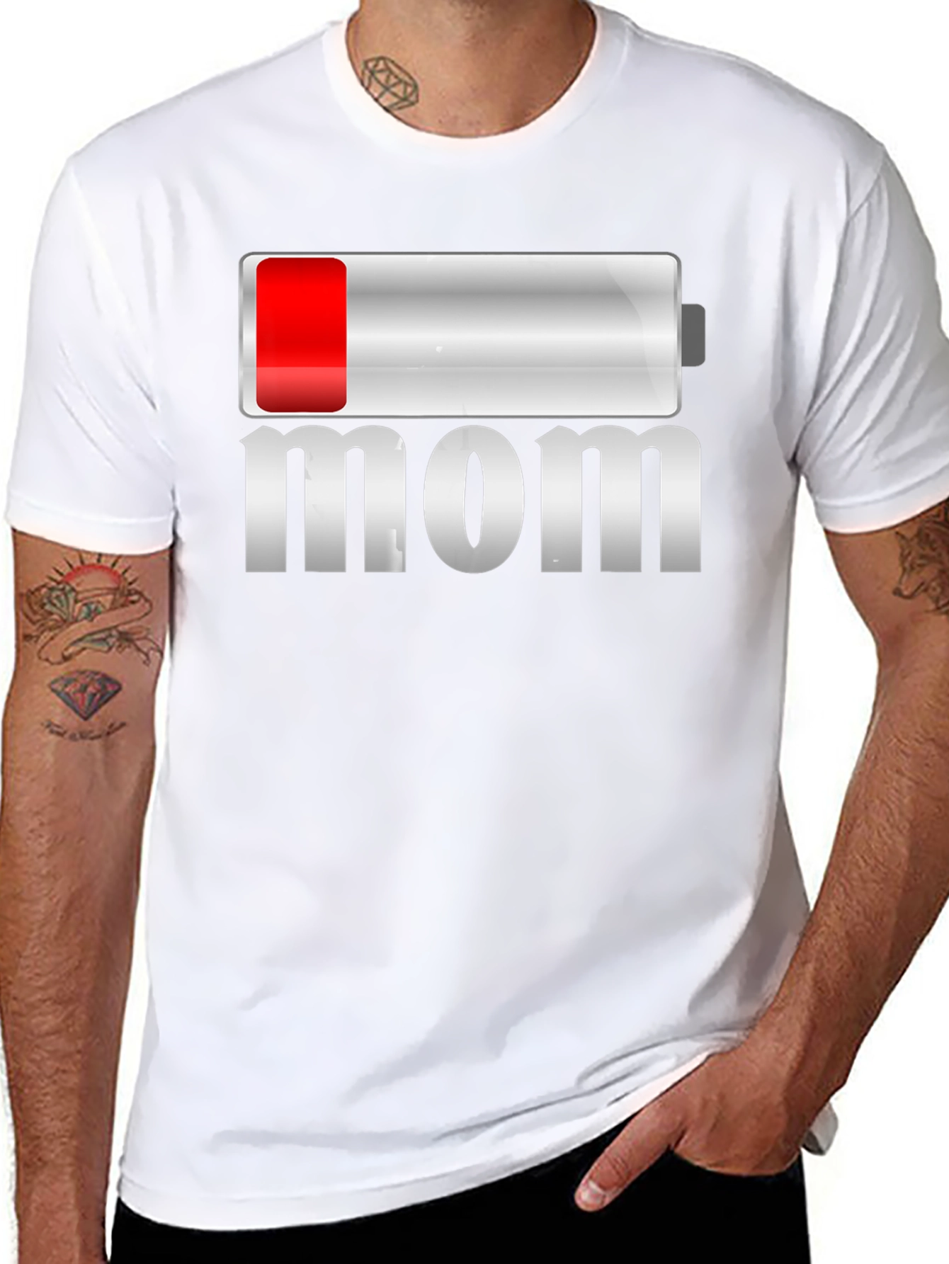 Low Battery Mom Funny Graphic T-Shirt