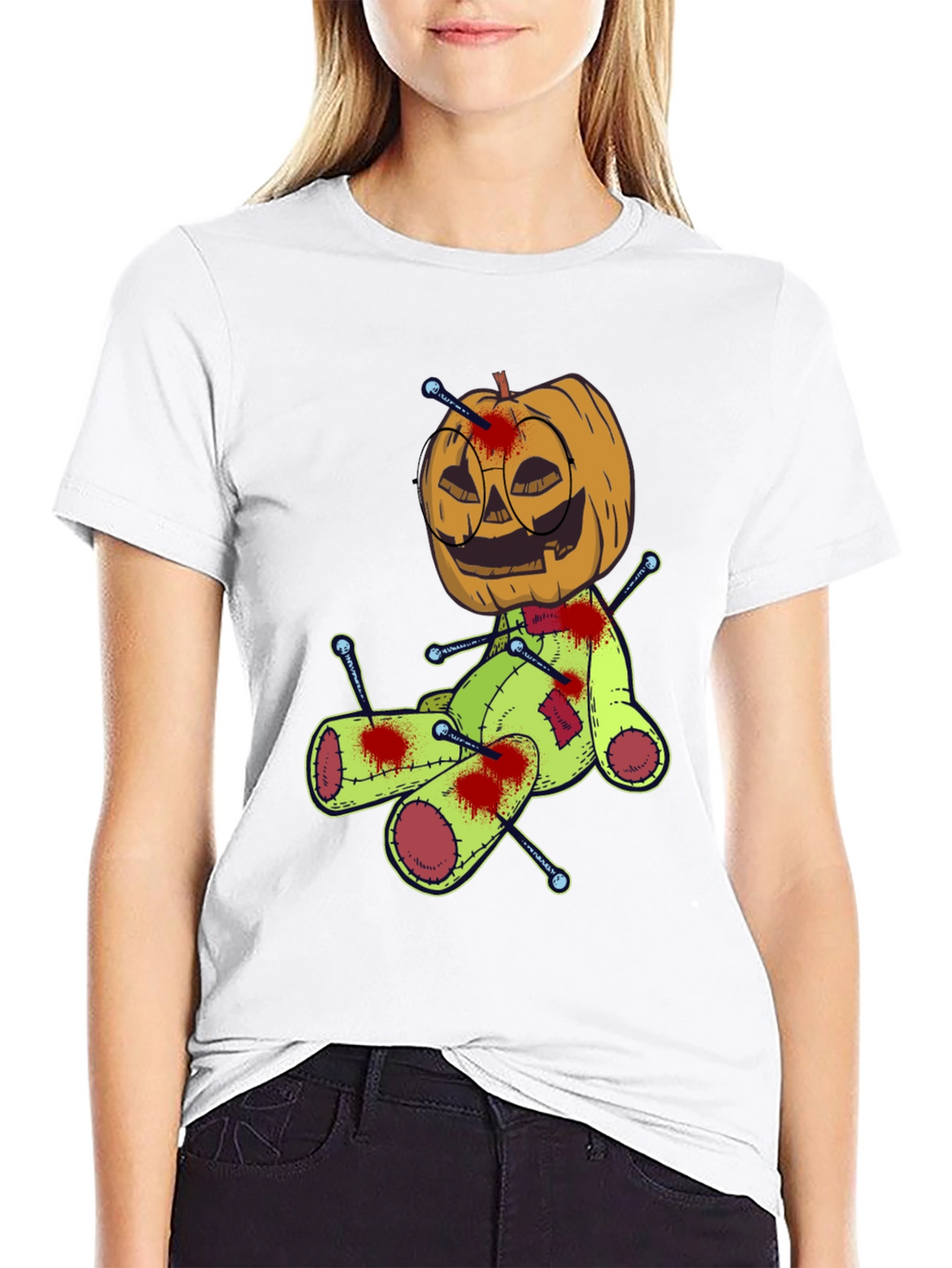 Halloween Pumpkin Voodoo Doll Graphic Tee