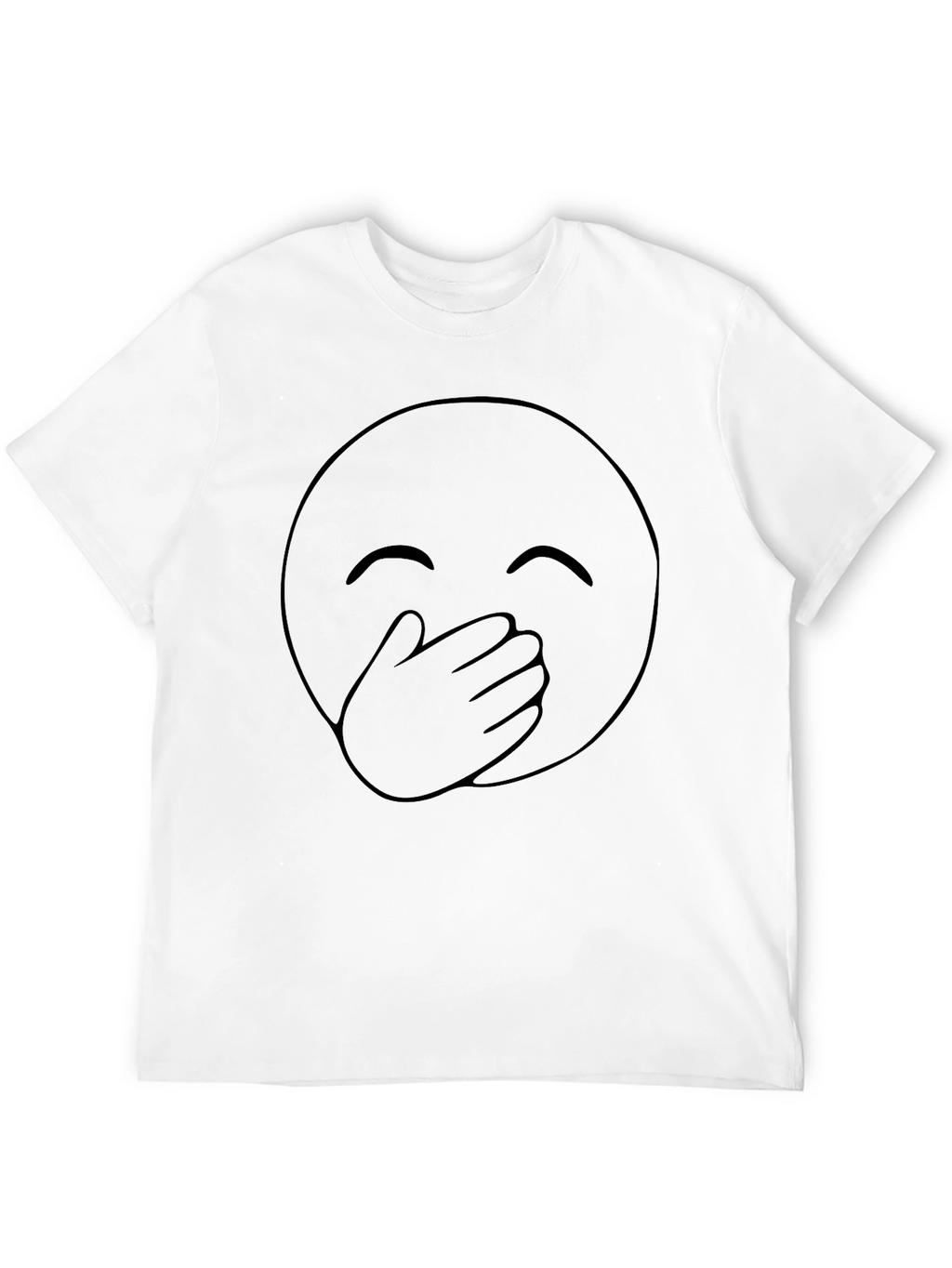 Emoji Cover Mouth Graphic Tee - Black