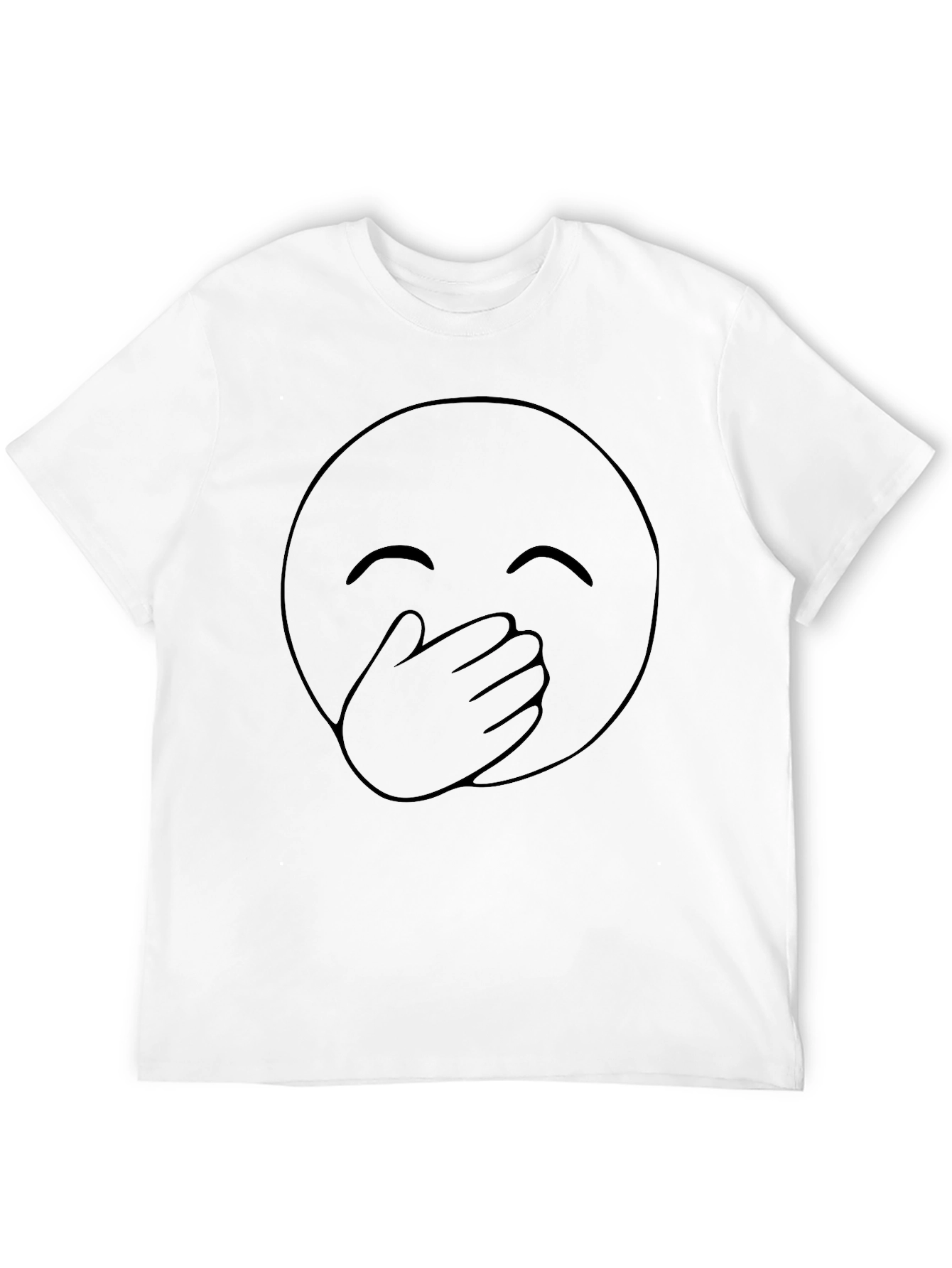 Emoji Cover Mouth Graphic Tee - Black