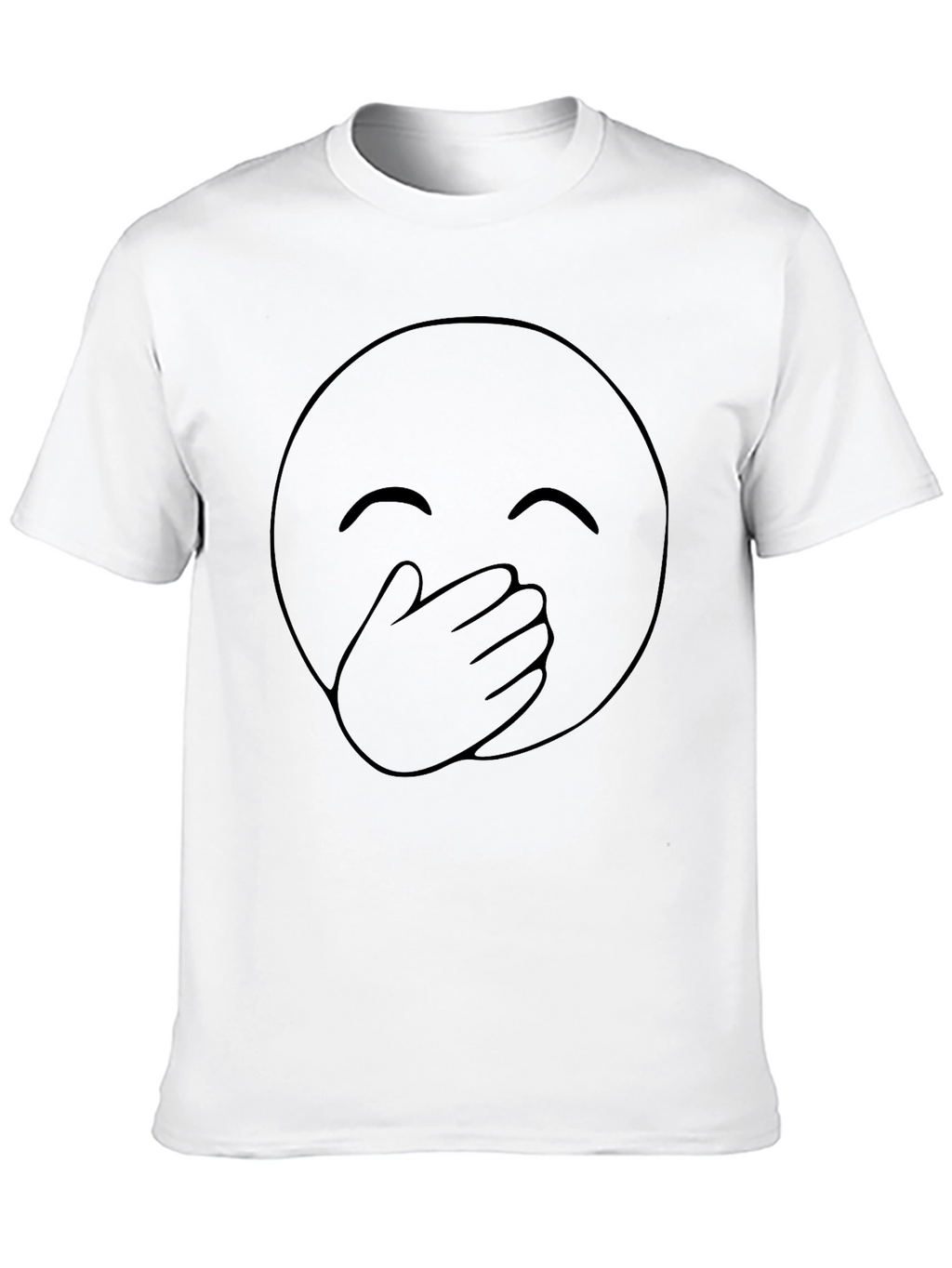 Emoji Cover Mouth Graphic Tee - Black