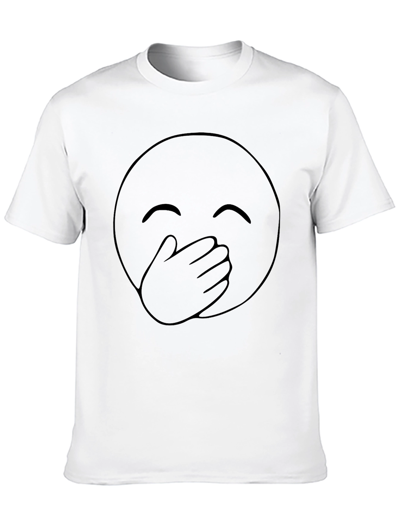 Emoji Cover Mouth Graphic Tee - Black