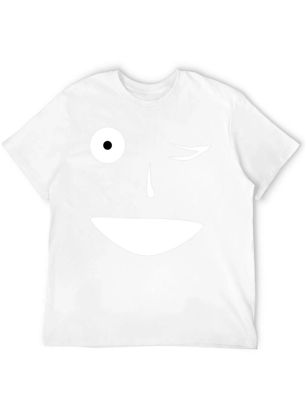 Winking Face Graphic T-Shirt - Black Cotton Blend