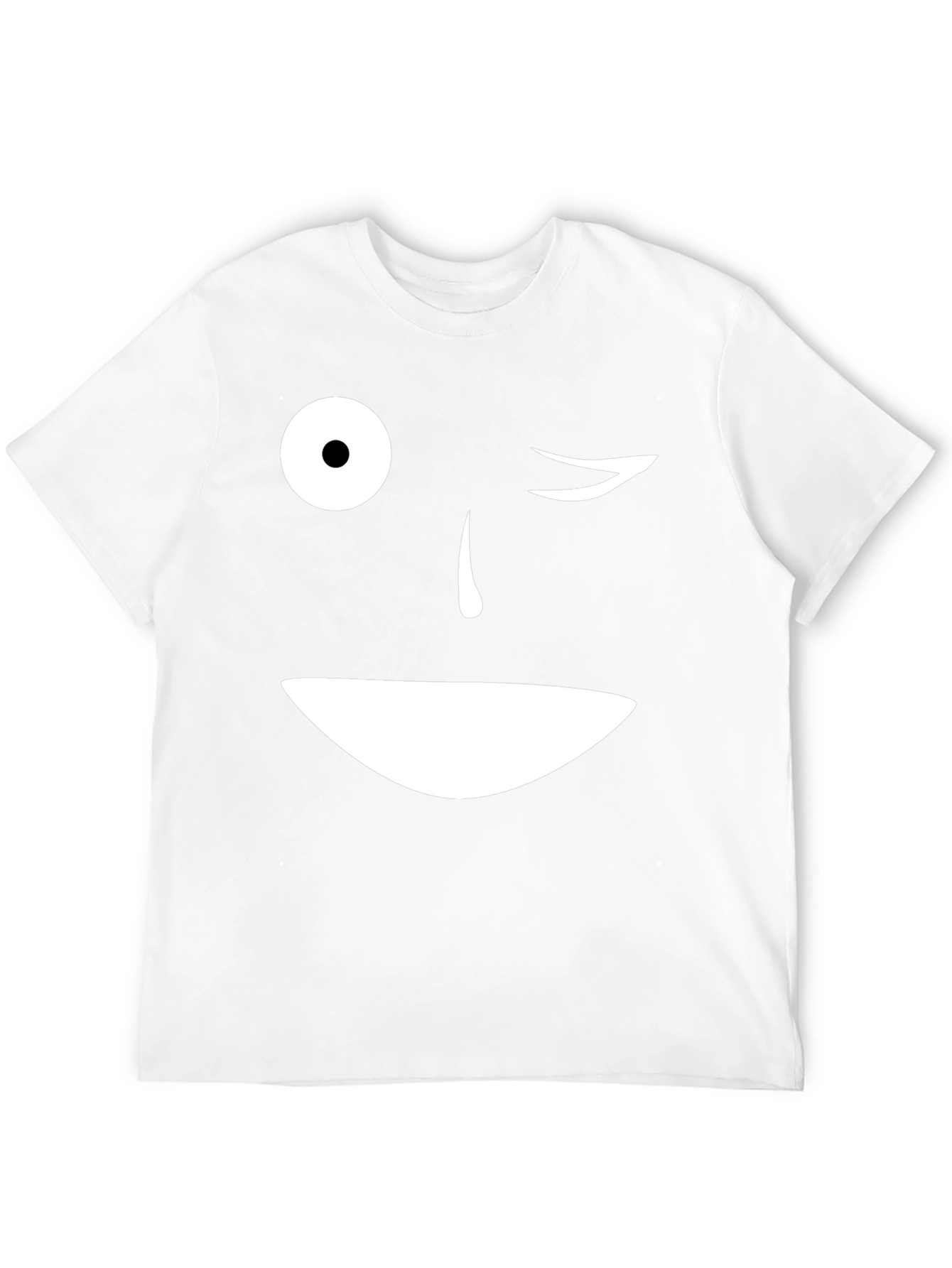 Winking Face Graphic T-Shirt - Black Cotton Blend