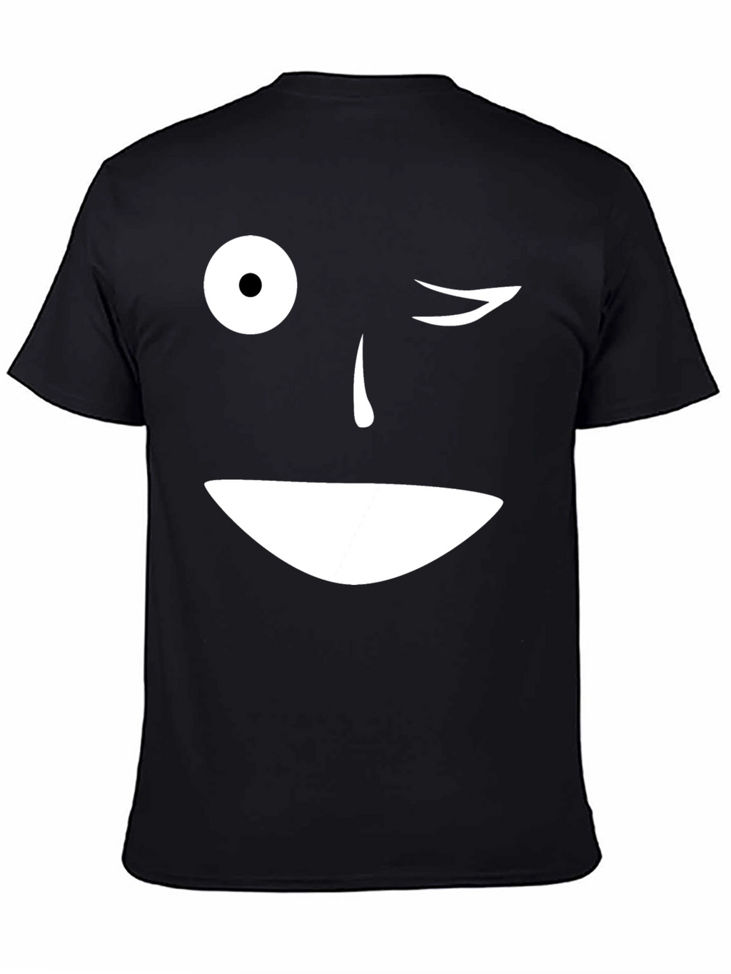 Winking Face Graphic T-Shirt - Black Cotton Blend