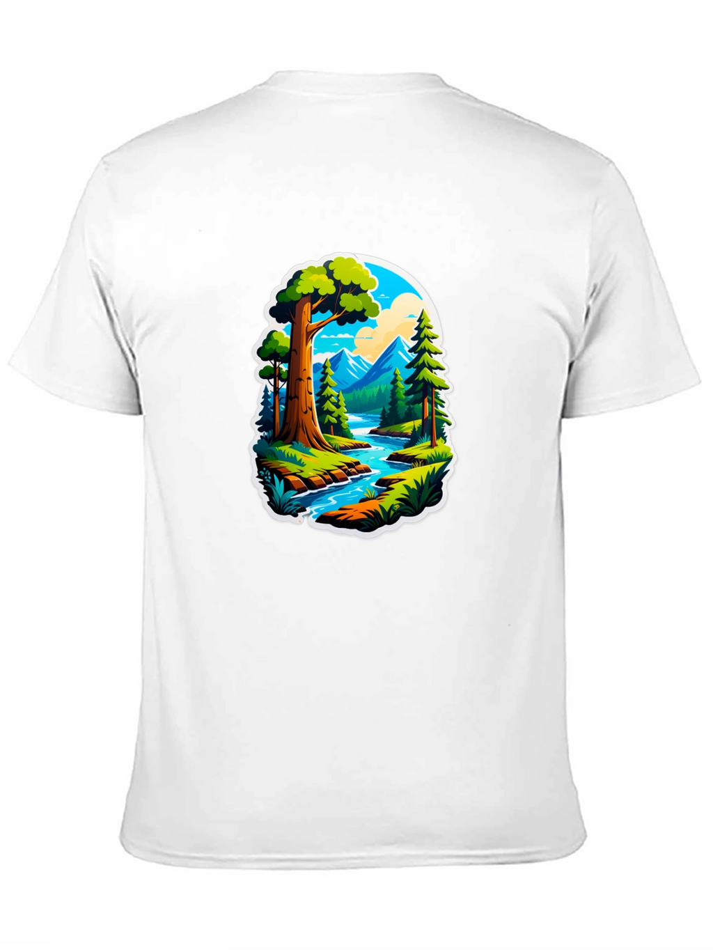 Nature River Scene Black Graphic Tee