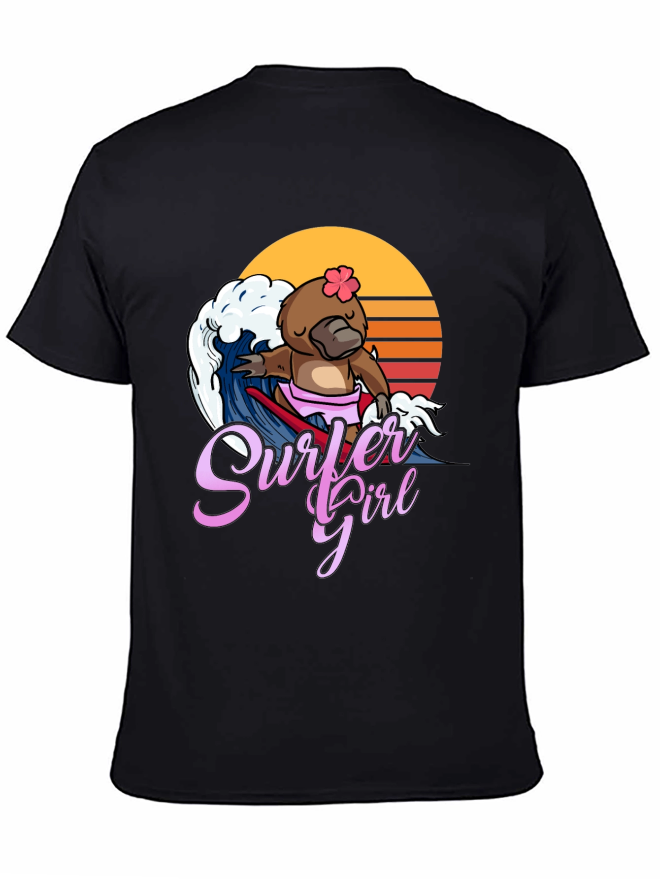 Surfer Girl Platypus T-Shirt - Fun Summer Tee