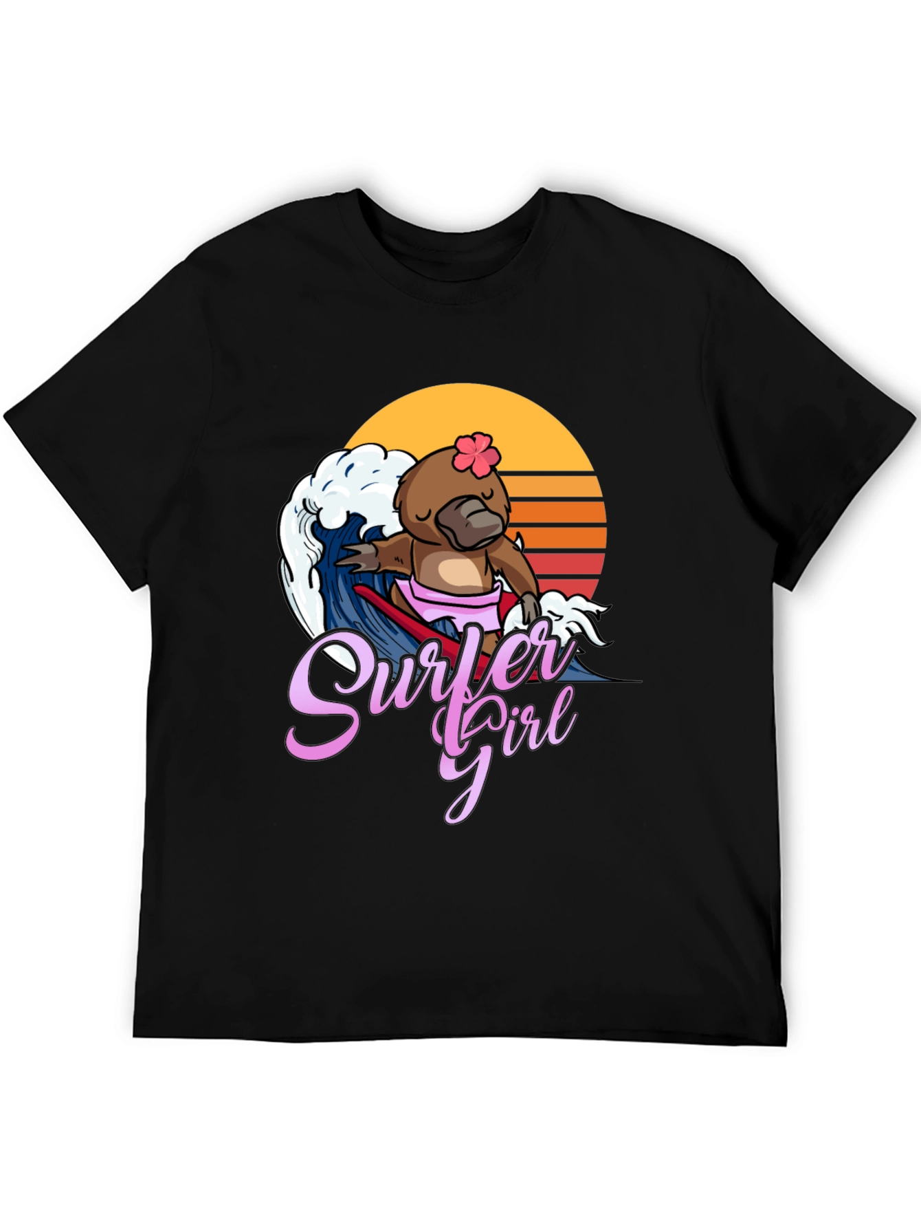 Surfer Girl Platypus T-Shirt - Fun Summer Tee