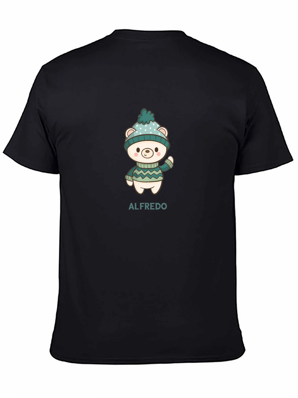 Cute Bear Personalized Mens Black T-Shirt