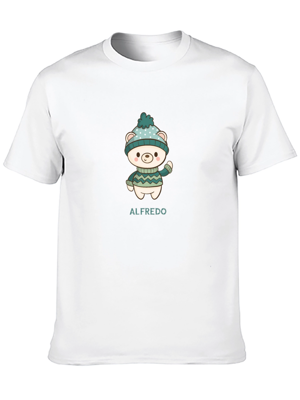 Cute Bear Personalized Mens Black T-Shirt