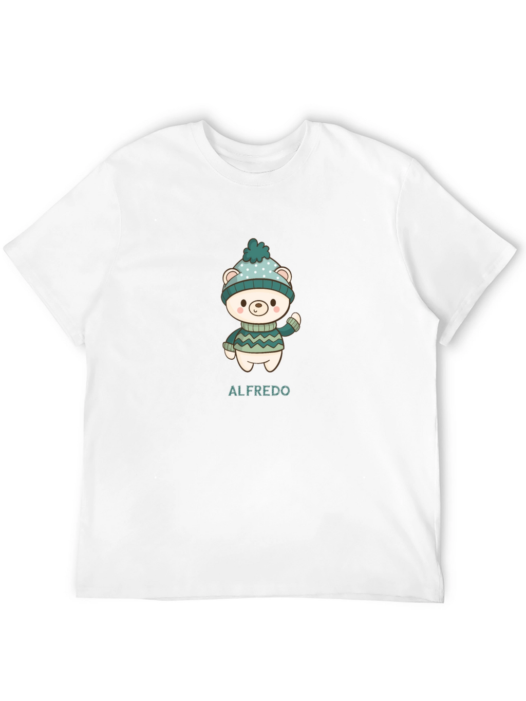 Cute Bear Personalized Mens Black T-Shirt